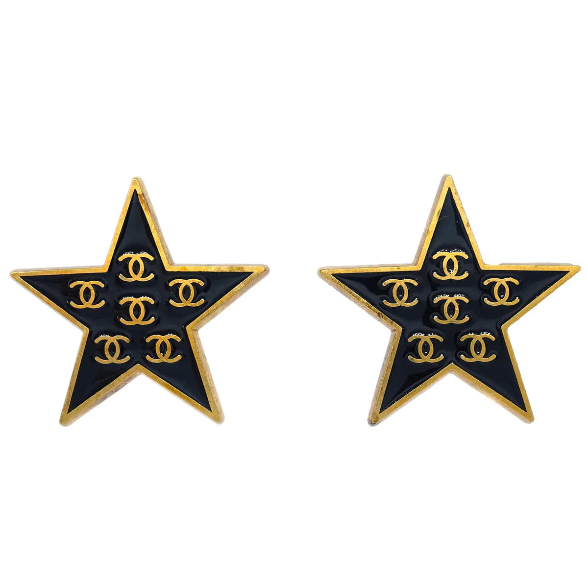 Chanel Star Earrings Clip - On Black 01P