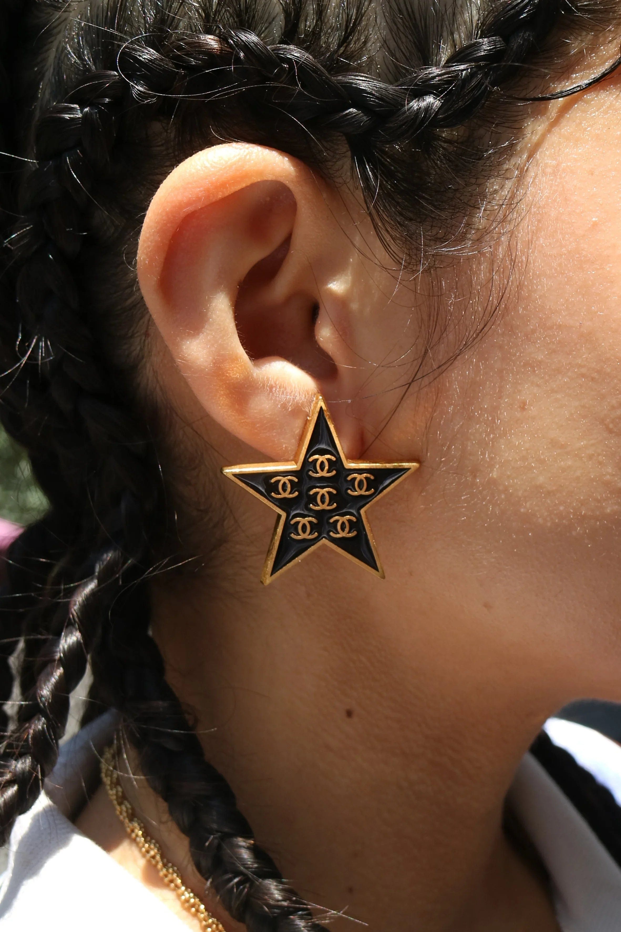 Chanel Star Earrings Clip - On Black 01P