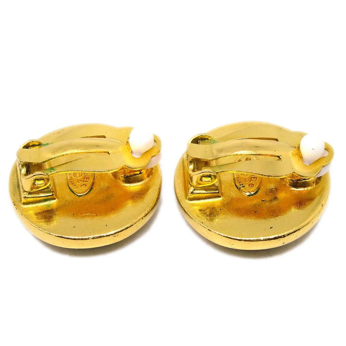 Chanel Button Earrings Clip - On Gold 99A