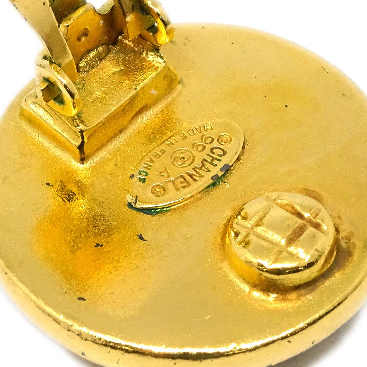 Chanel Button Earrings Clip - On Gold 99A