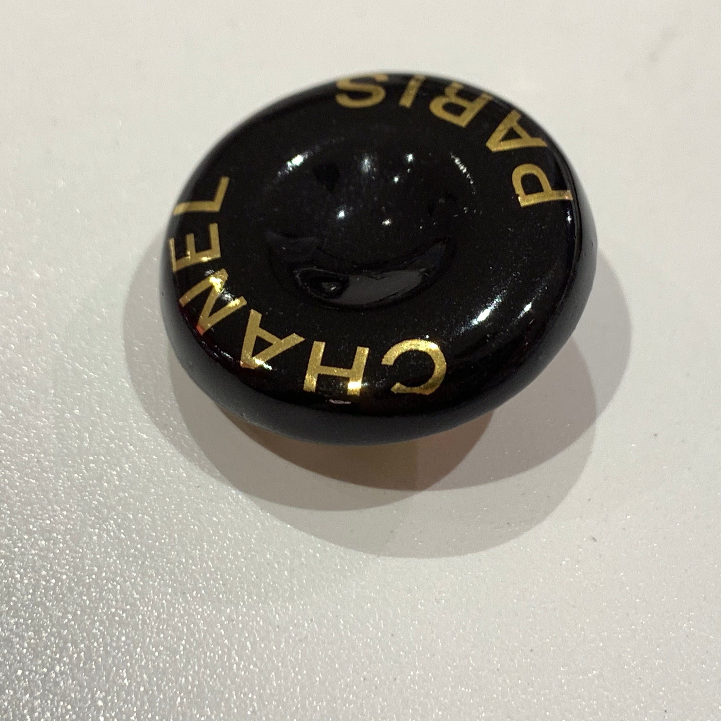 Chanel 1997 Button Logo Earrings Black Clip - On