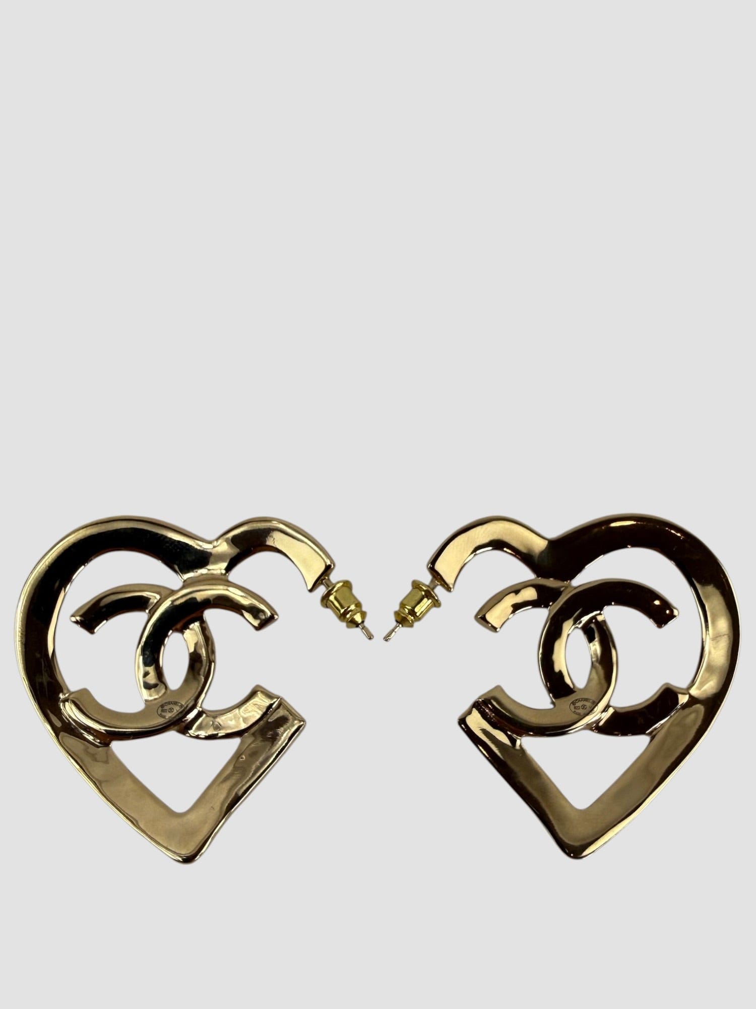 Chanel Gold CC Heart Coco In Love Hoop Earrings