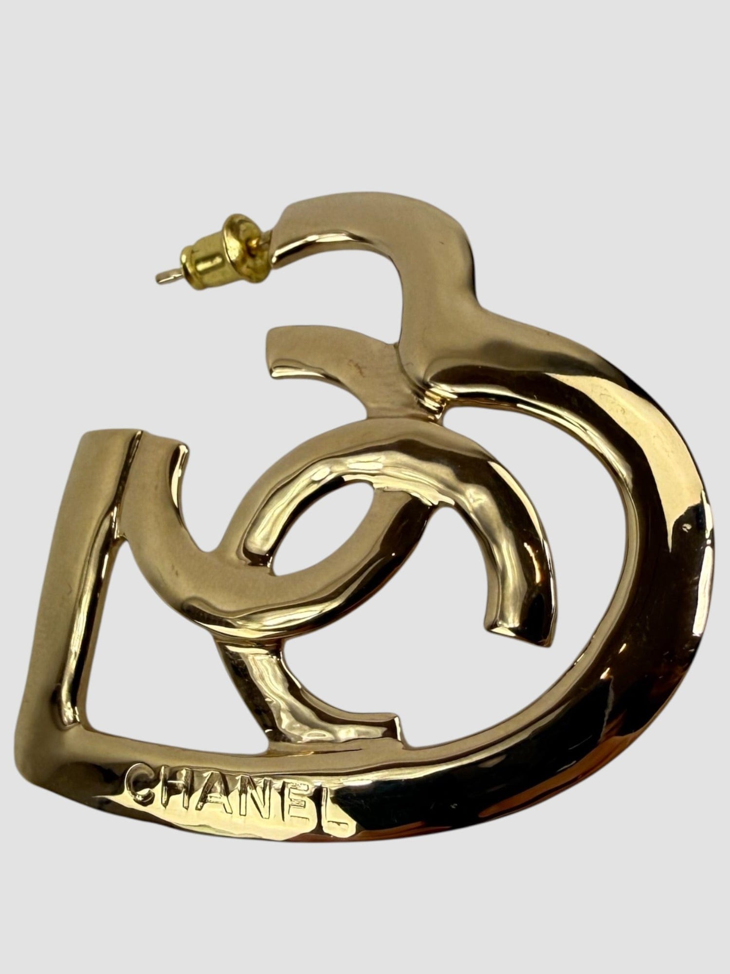 Chanel Gold CC Heart Coco In Love Hoop Earrings
