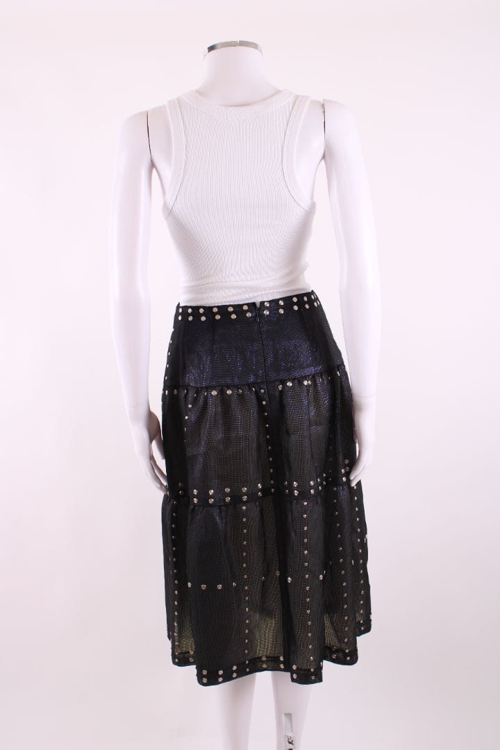 Chanel Mesh Layer Iridescent Stud Skirt Black/ Purple 10