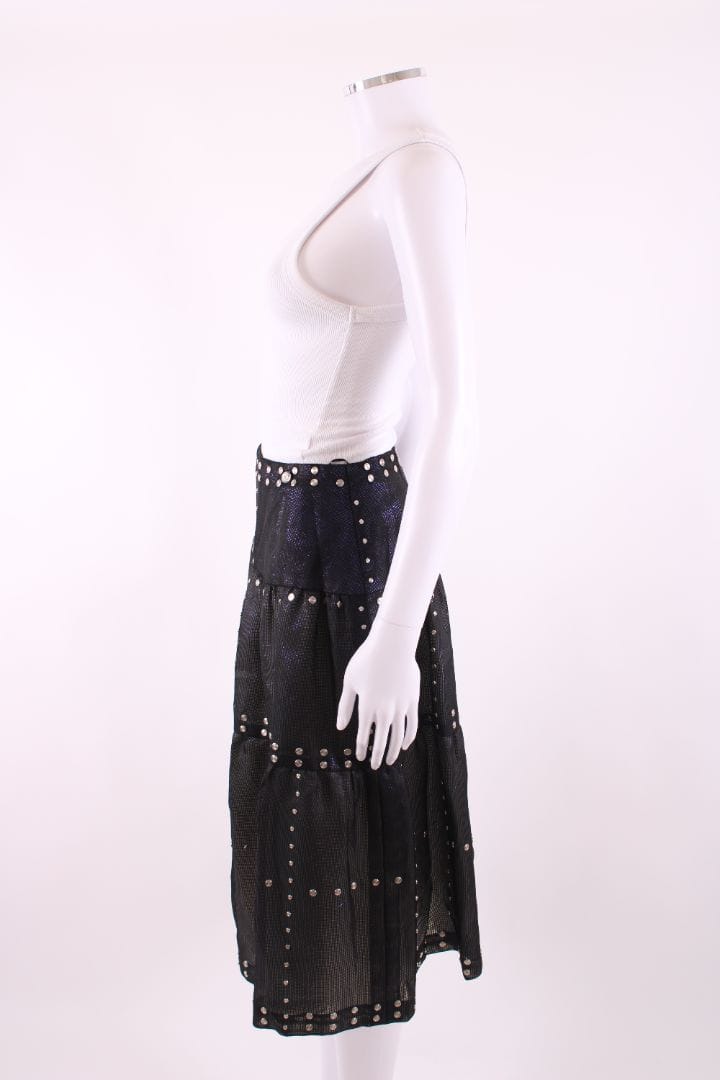 Chanel Mesh Layer Iridescent Stud Skirt Black/ Purple 10