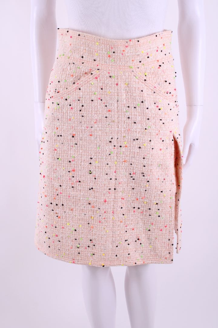 Chanel Dot Tweed Skirt Pink/ Multi Coloured 10