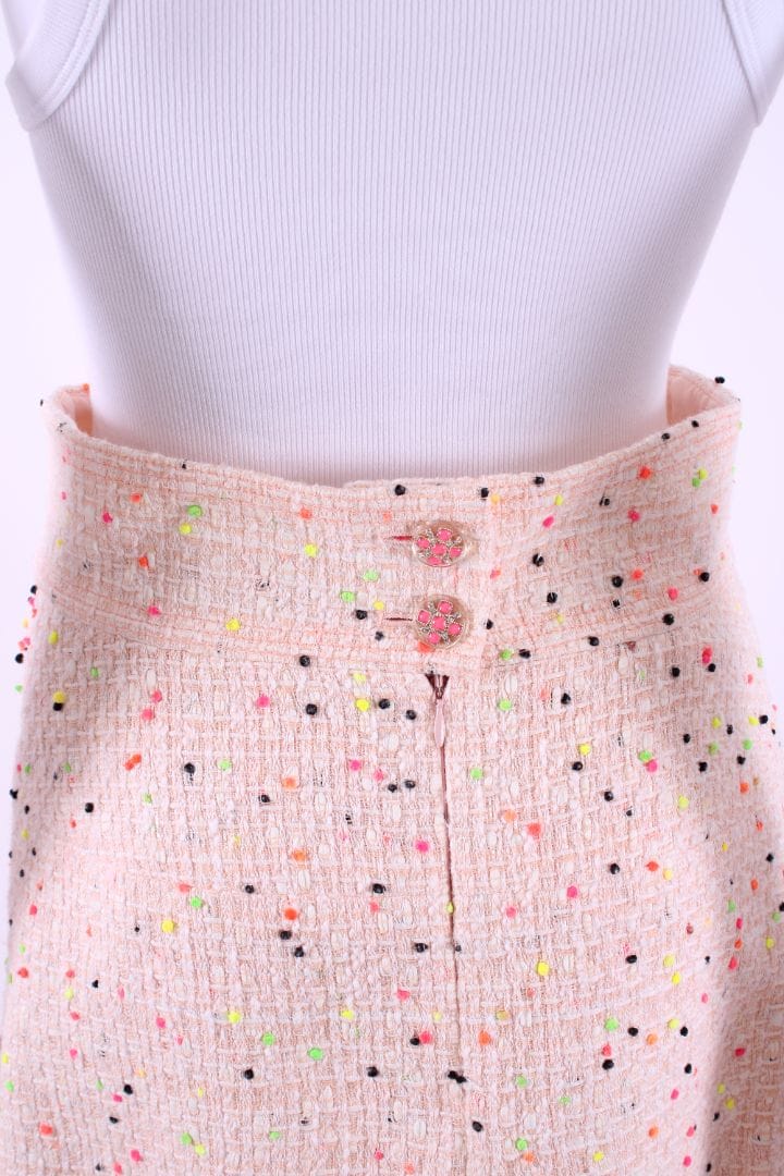 Chanel Dot Tweed Skirt Pink/ Multi Coloured 10