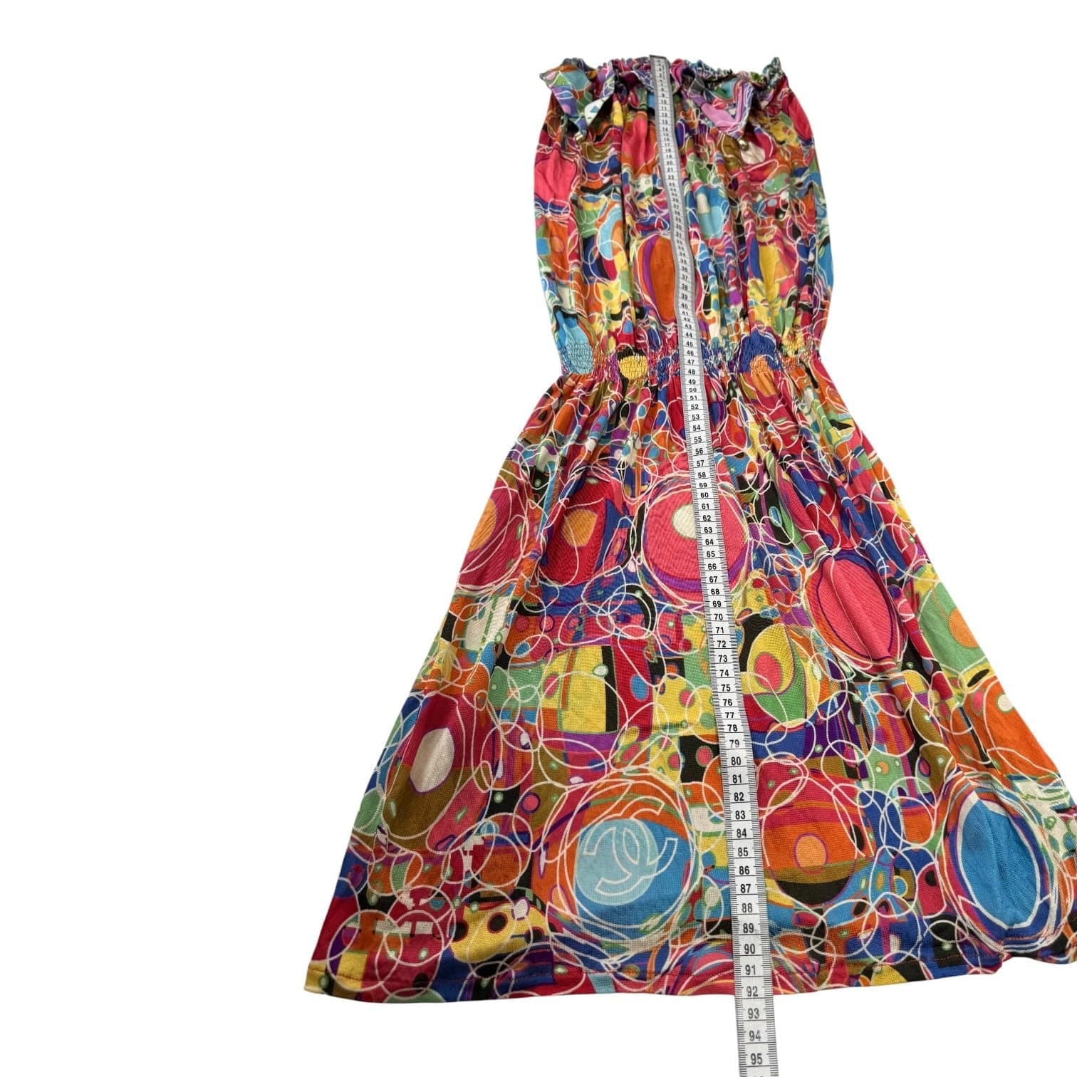 Chanel Multicolour Printed Silk Halter Neck Dress #34 08P