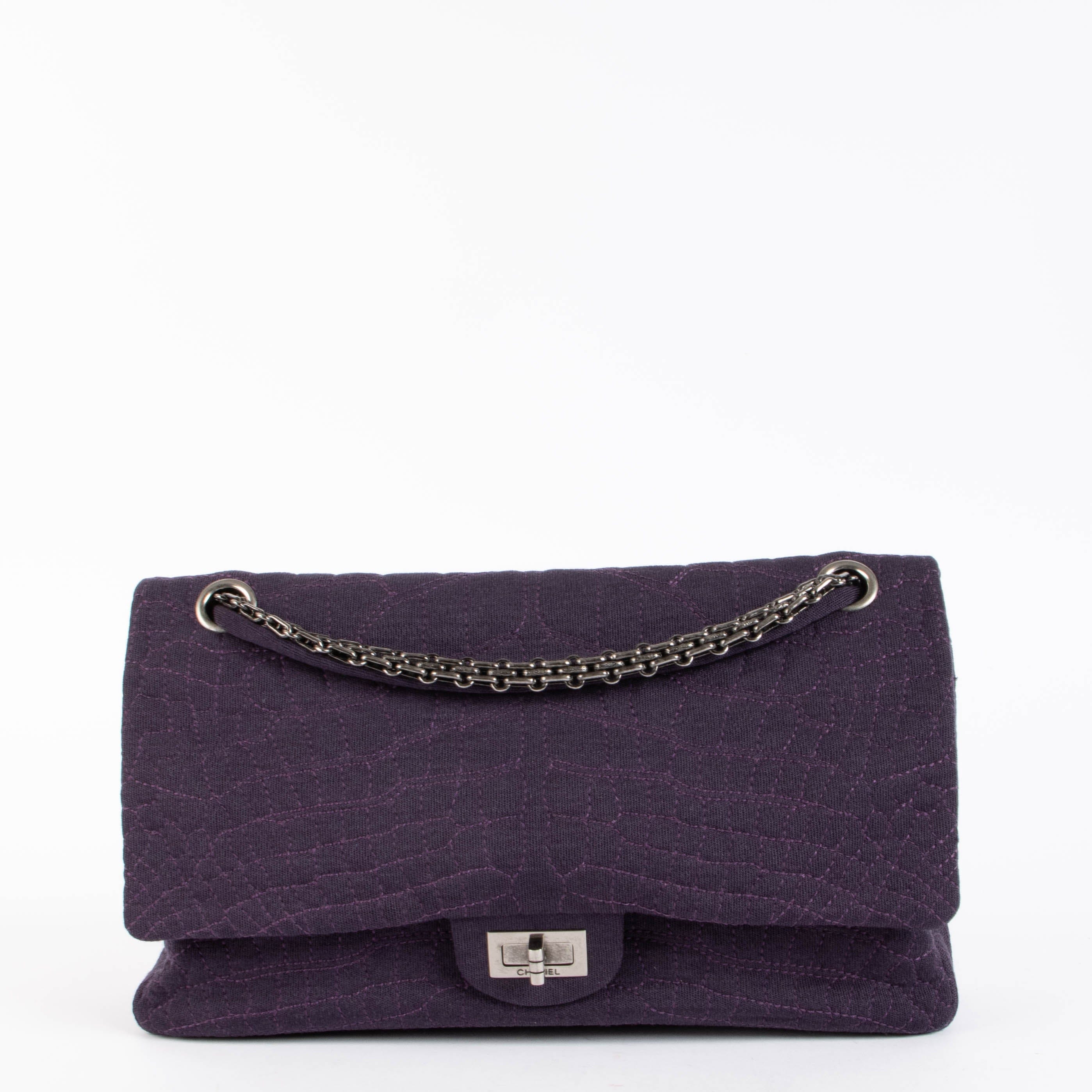 Chanel Purple Jersey Coco Croc Large Reissue 2.55 Bag