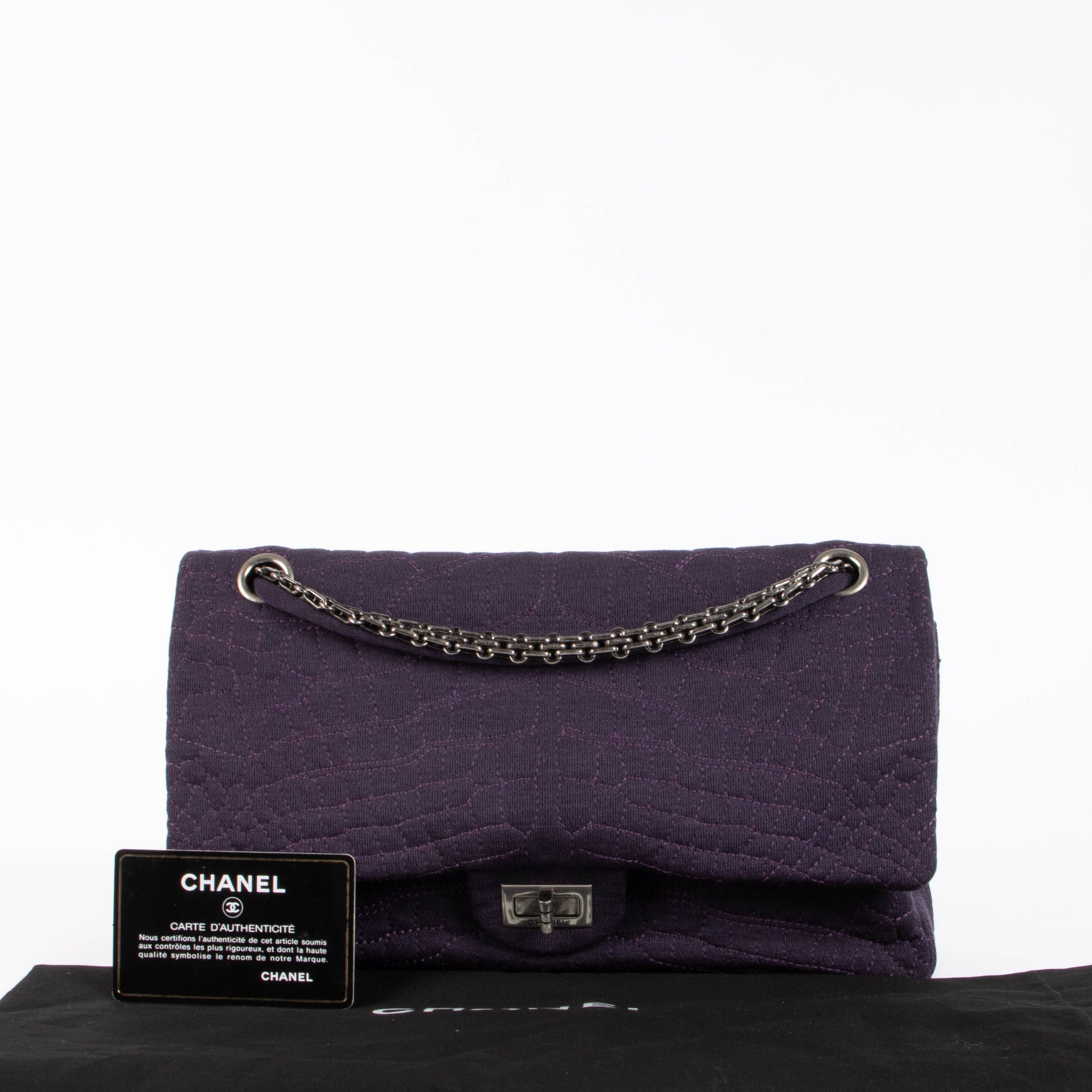Chanel Purple Jersey Coco Croc Large Reissue 2.55 Bag