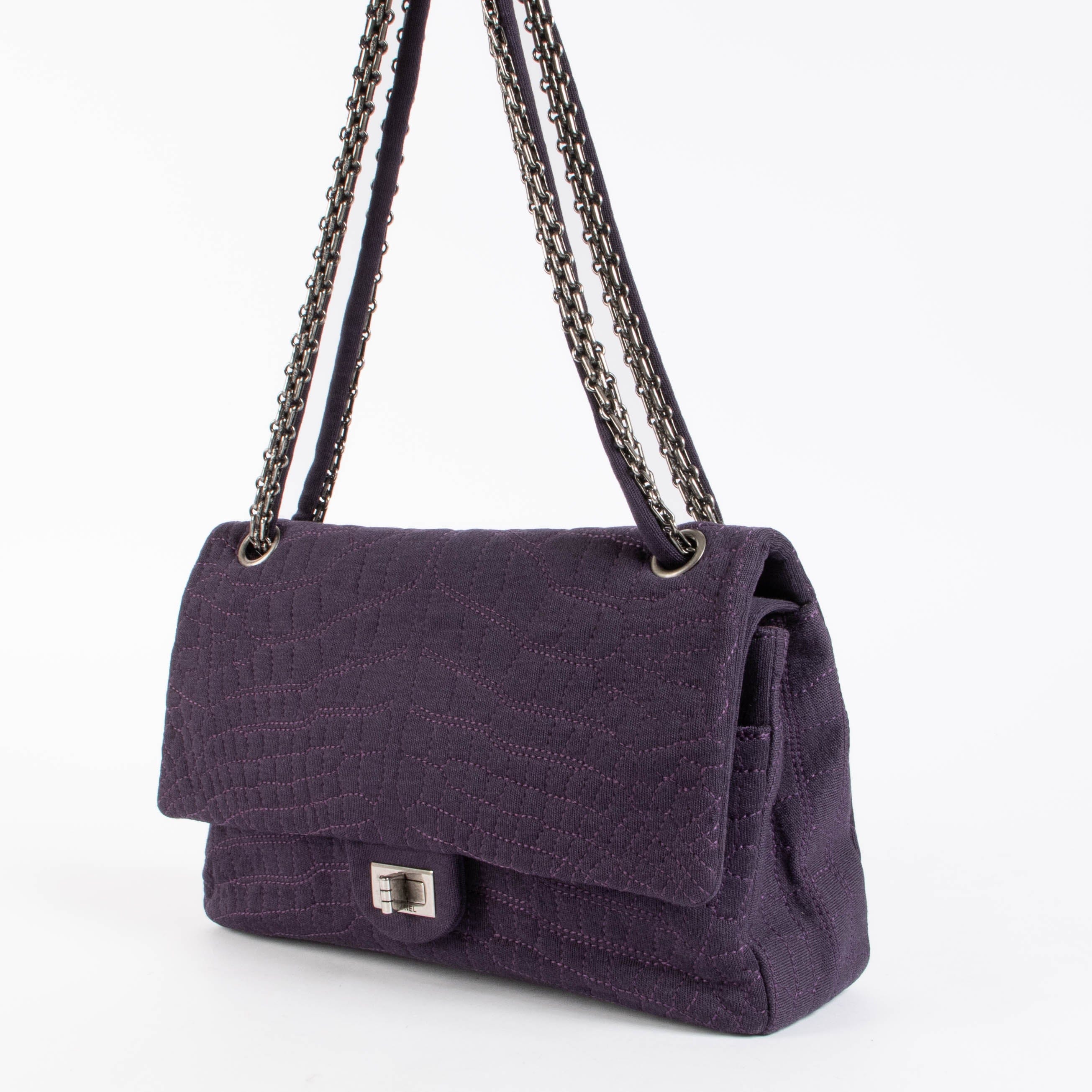 Chanel Purple Jersey Coco Croc Large Reissue 2.55 Bag