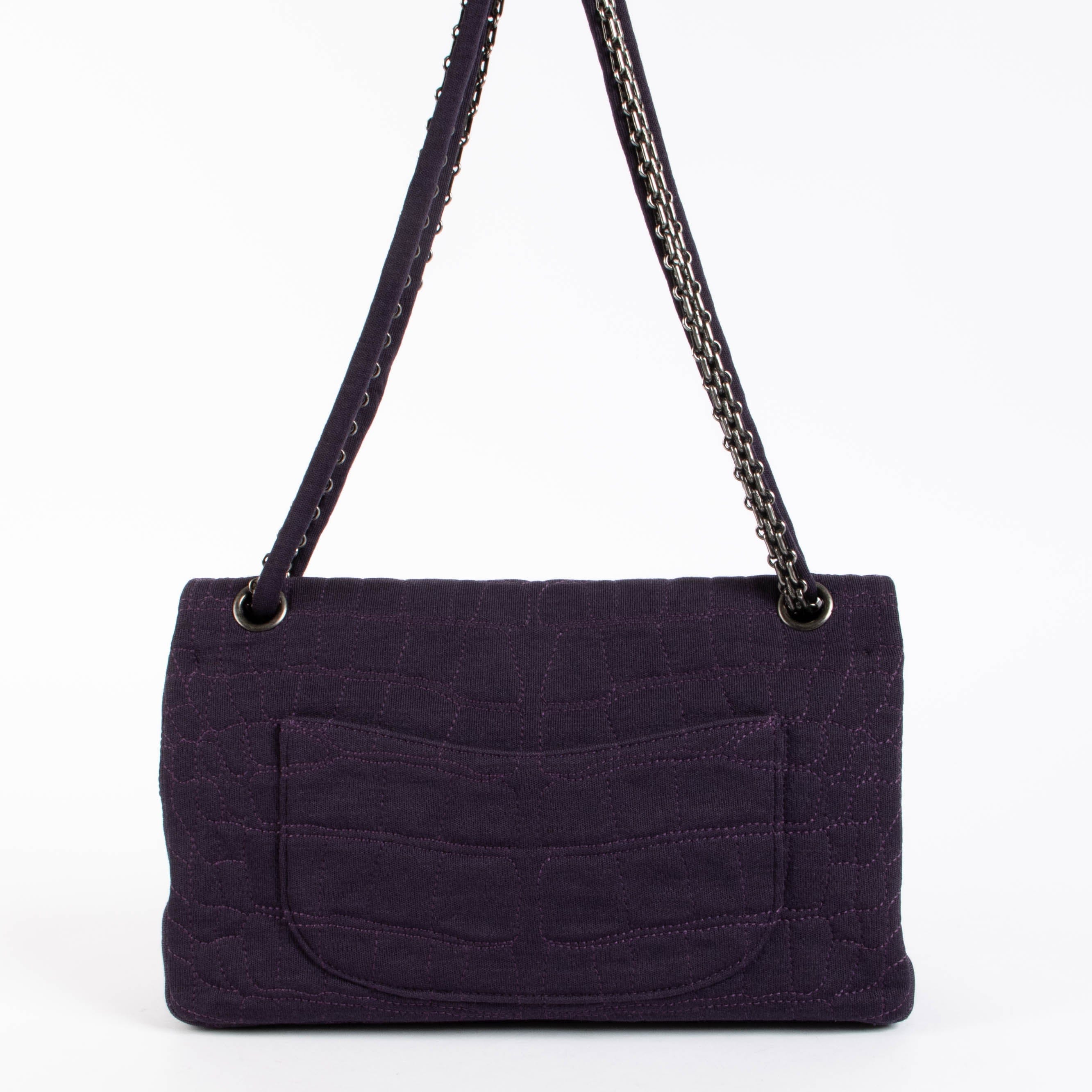 Chanel Purple Jersey Coco Croc Large Reissue 2.55 Bag