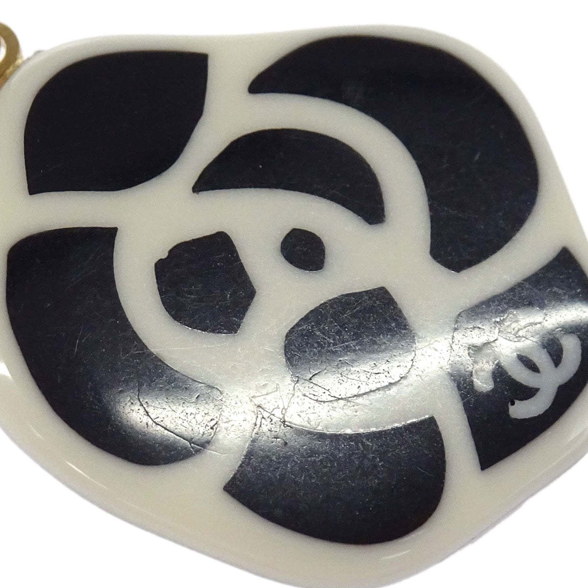 Chanel Dangle Camellia Clip - On Earrings Black Acrylic 03P