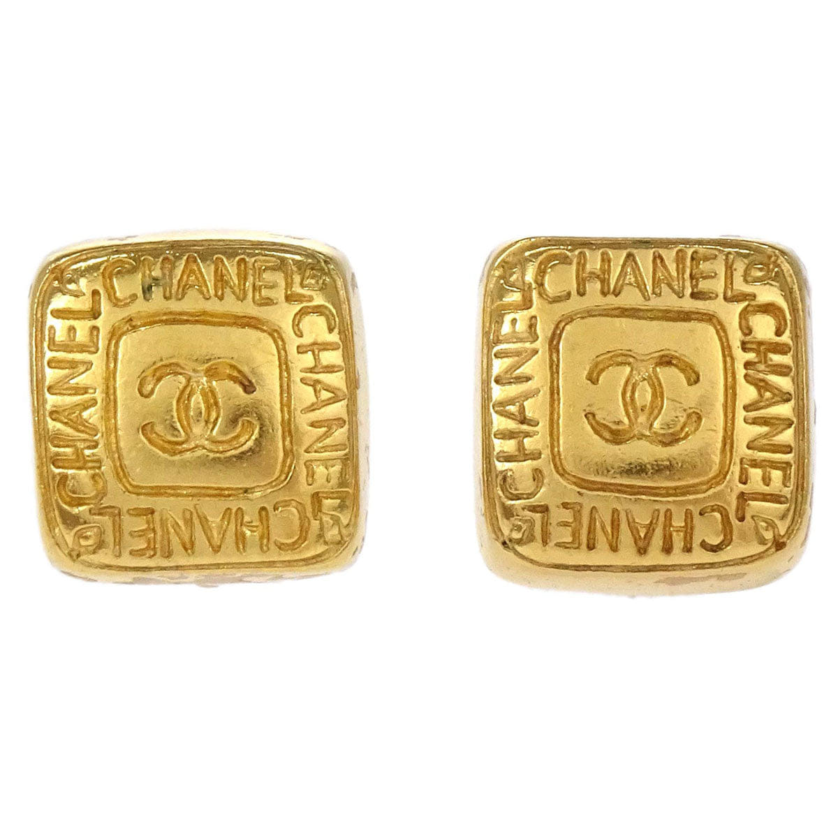 Chanel Square Clip - On Earrings Gold 99A