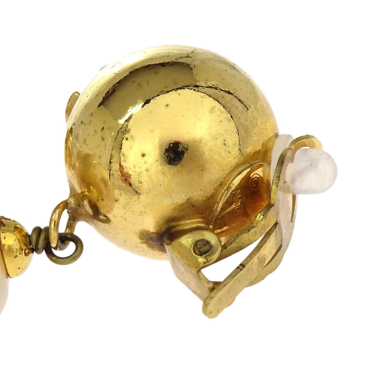 Chanel CC Logos Sphere Costume Pearl Dangle Clip - On Earrings 29