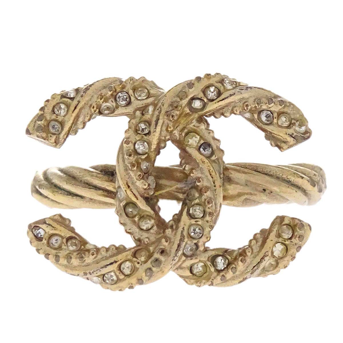 Chanel Ring Gold Rhinestone CC #50 B13P