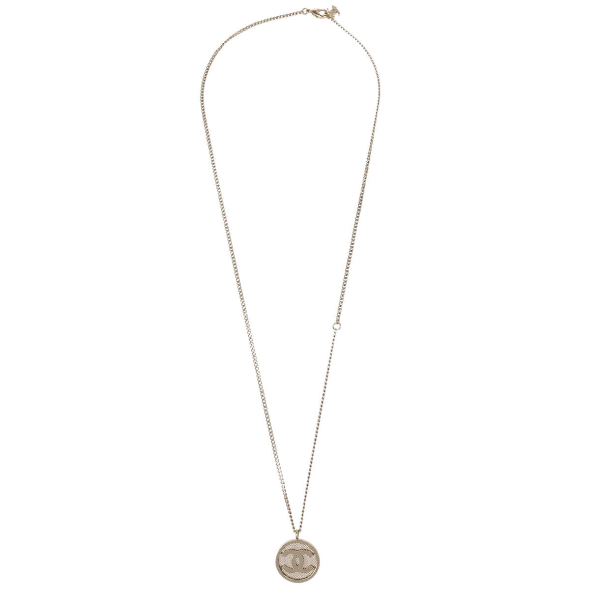 Chanel Medallion Gold Chain Pendant Necklace B17A