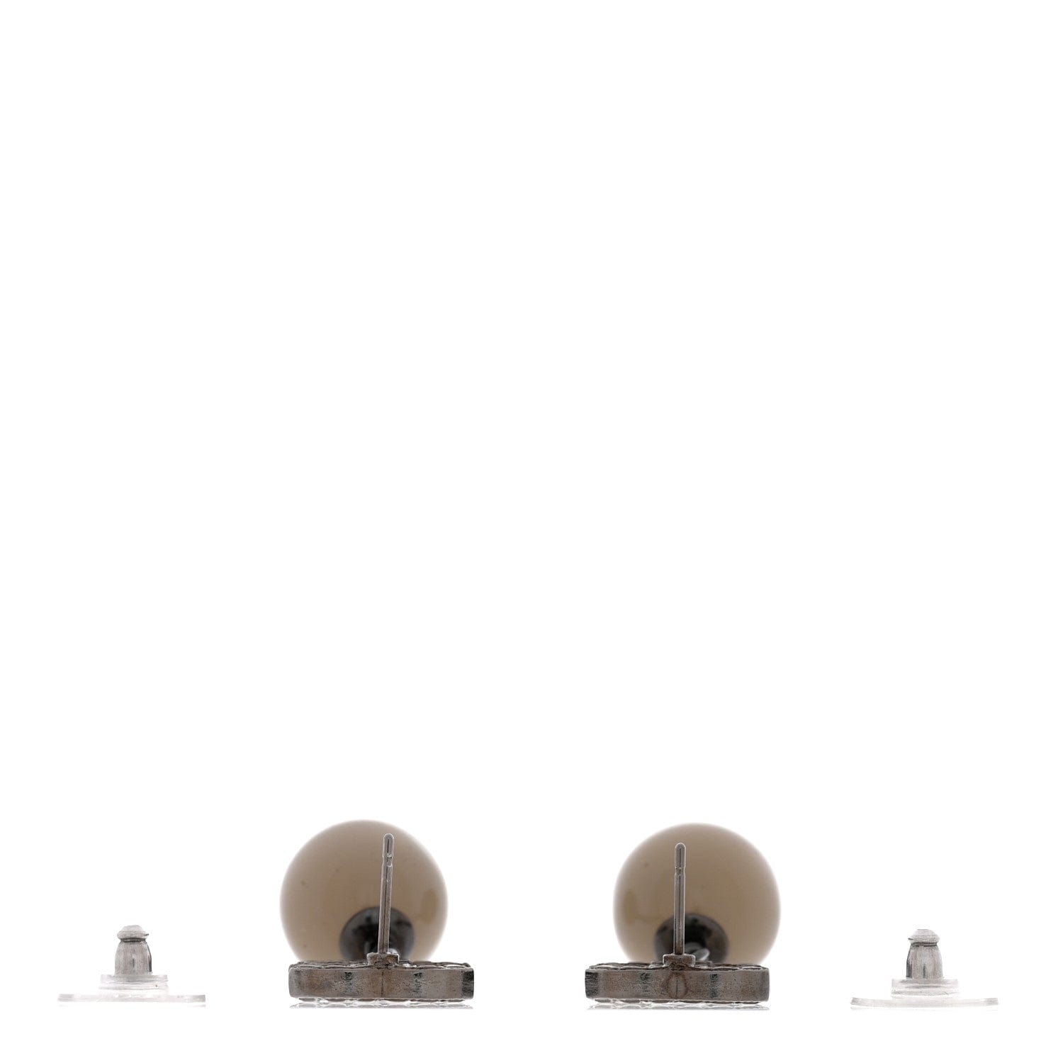 Chanel Crystal Bead CC Drop Earrings Ruthenium Grey