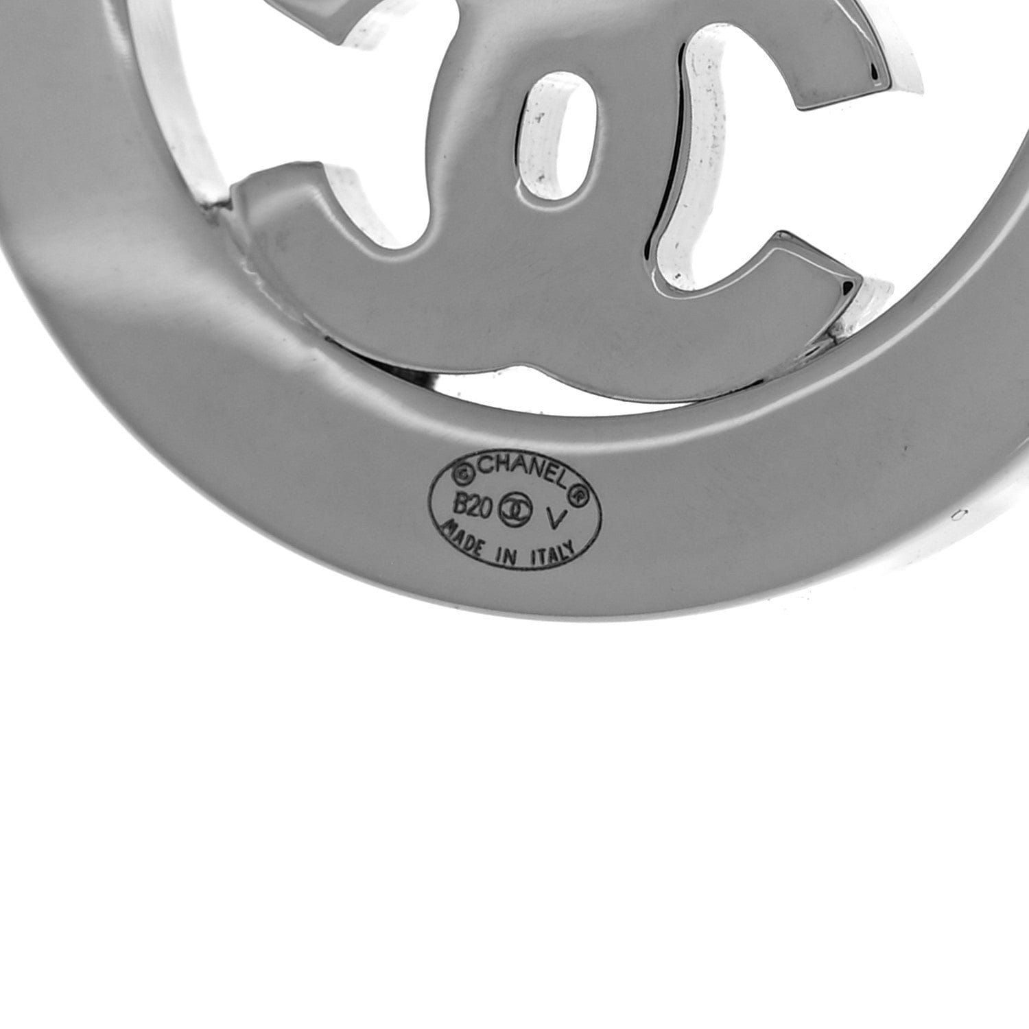 Chanel Crystal CC Round Earrings Silver