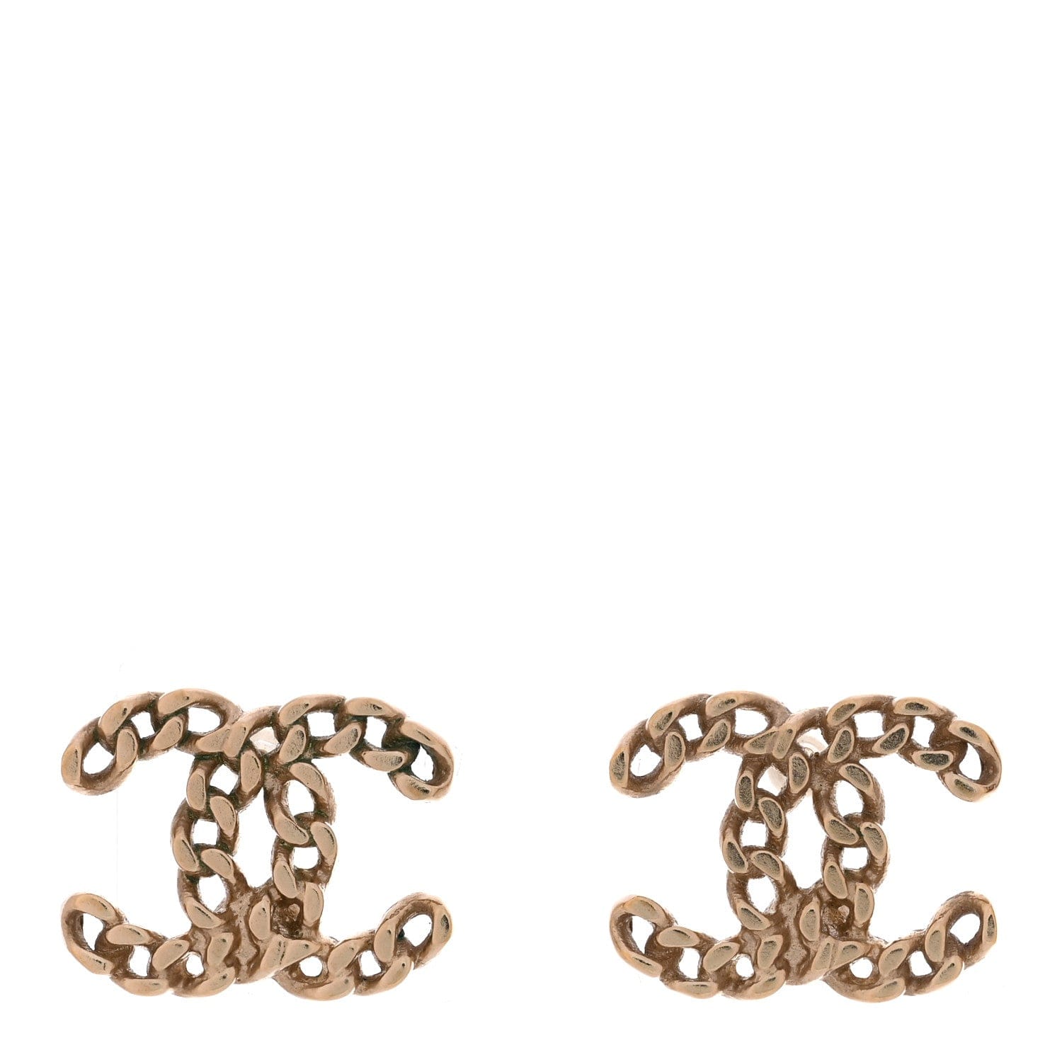 Chanel Metal Chain Link CC Earrings Gold