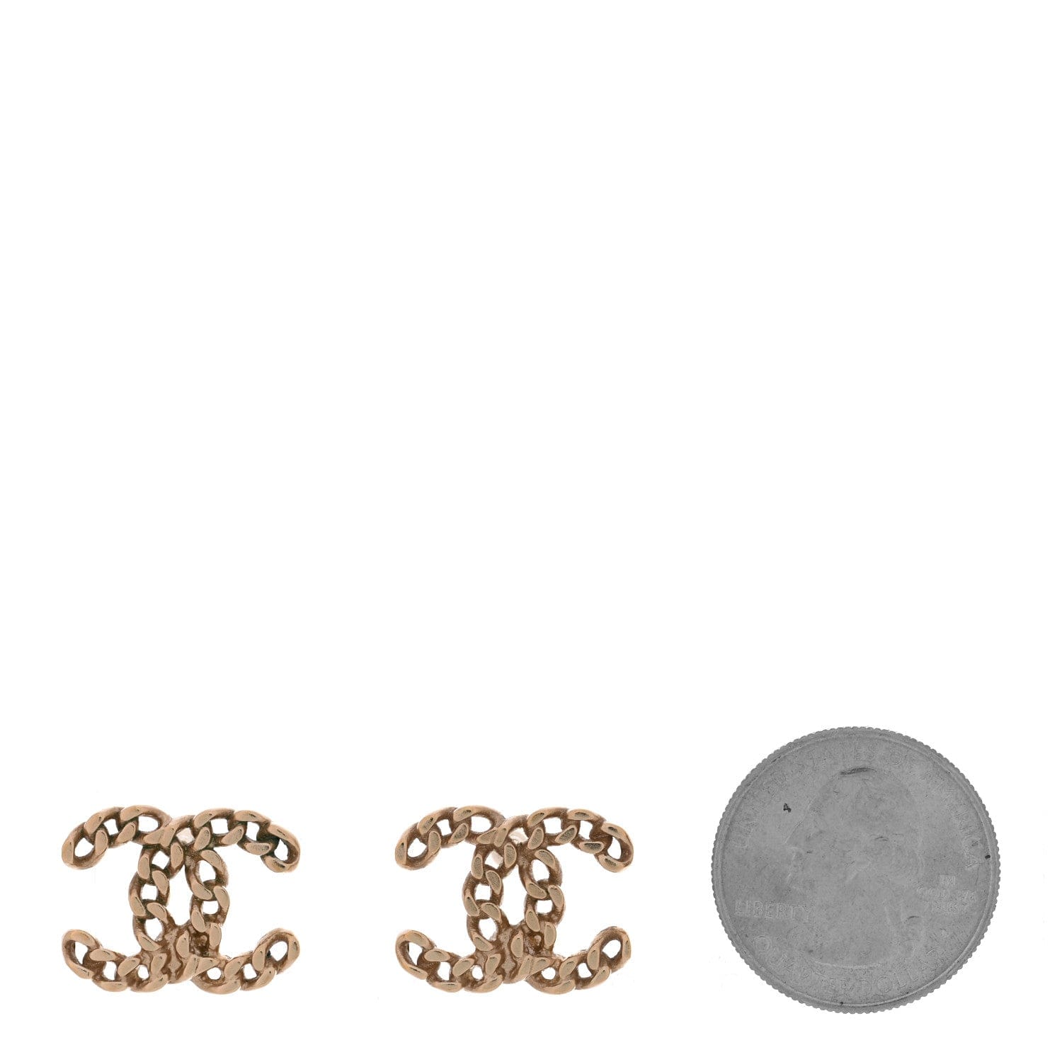 Chanel Metal Chain Link CC Earrings Gold