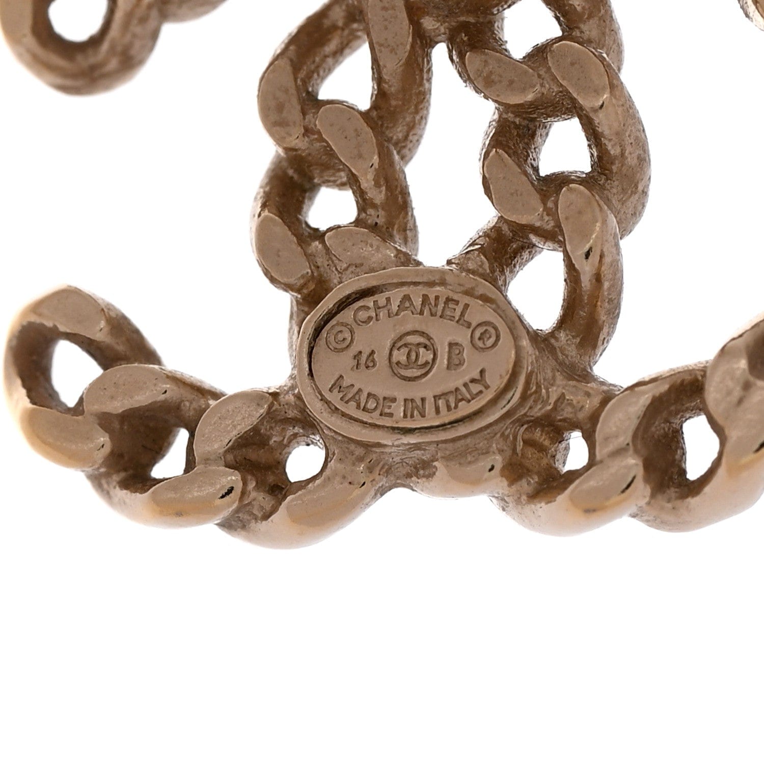 Chanel Metal Chain Link CC Earrings Gold