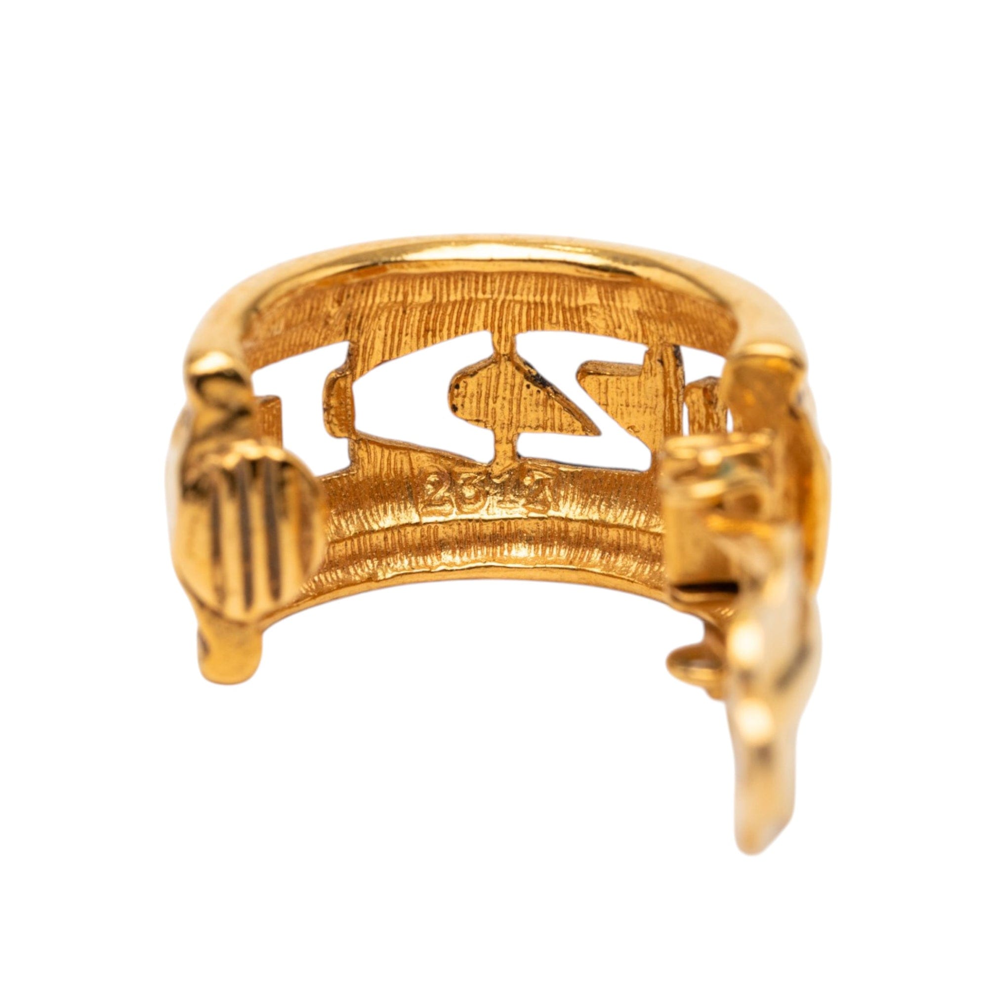 Chanel Gold Plated Logo Hoop Clip On Earrings