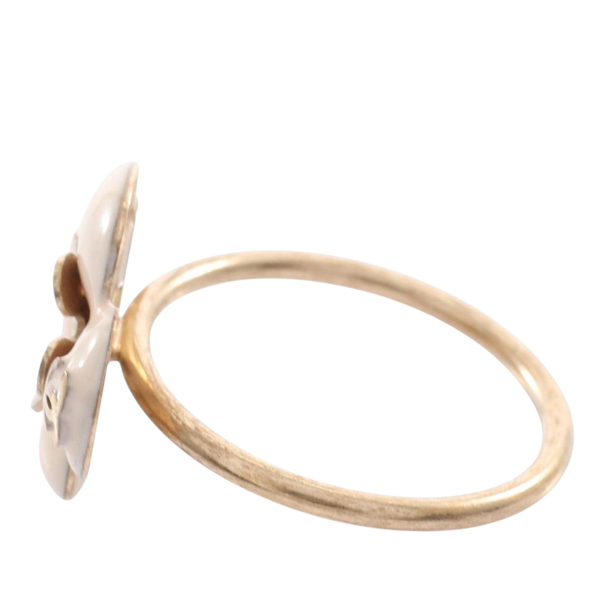 Chanel CC Gold Plated and Enamel Flower Ring