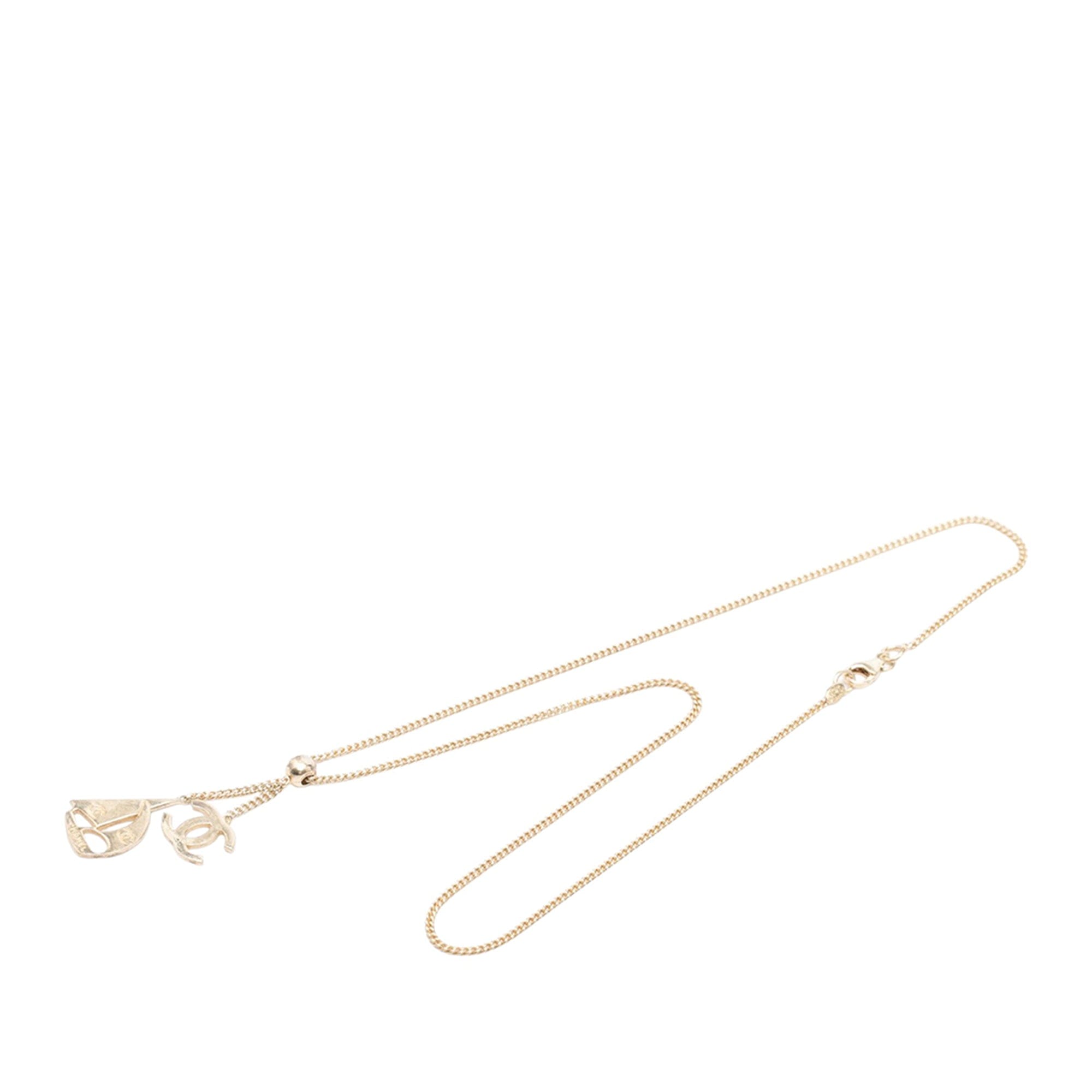 Chanel CC Gold Plated Sailboat Pendant Necklace