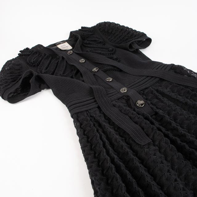 Chanel Black Ribbon Tie 10S Knit Dress - Size 34