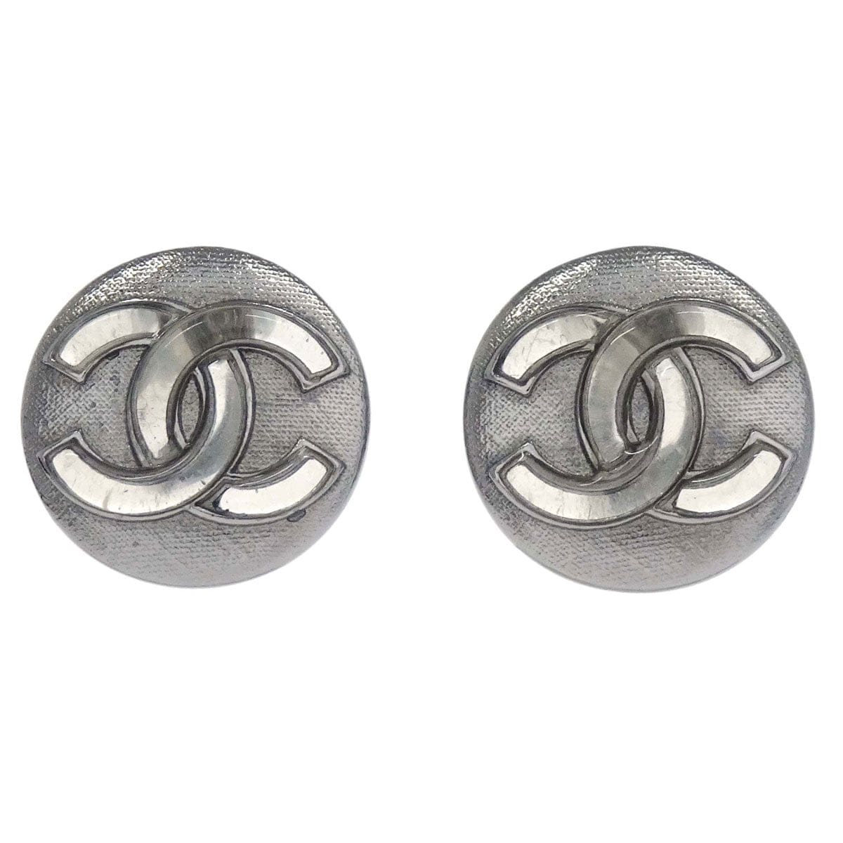 Chanel Button Clip - On Earrings Silver A18K