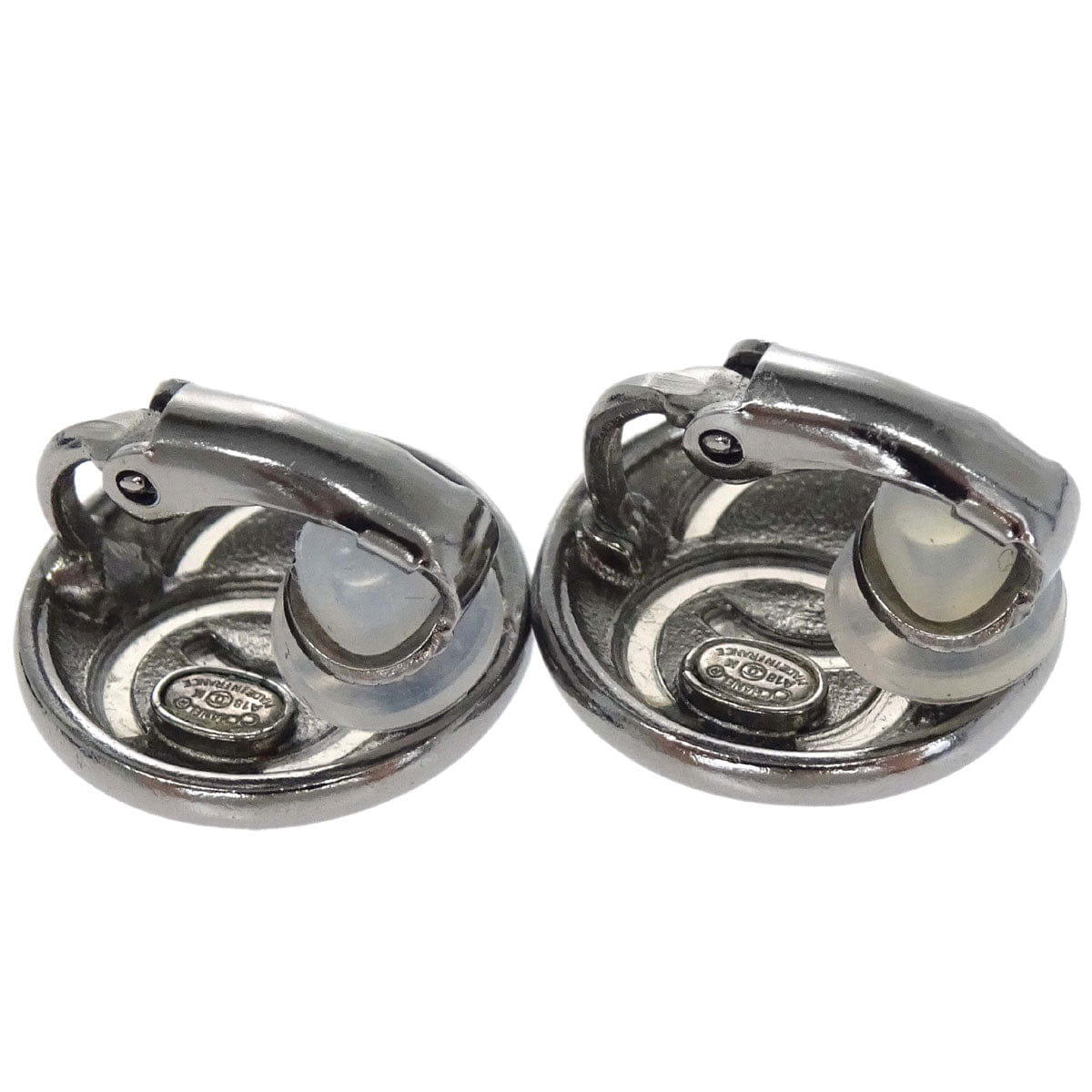 Chanel Button Clip - On Earrings Silver A18K