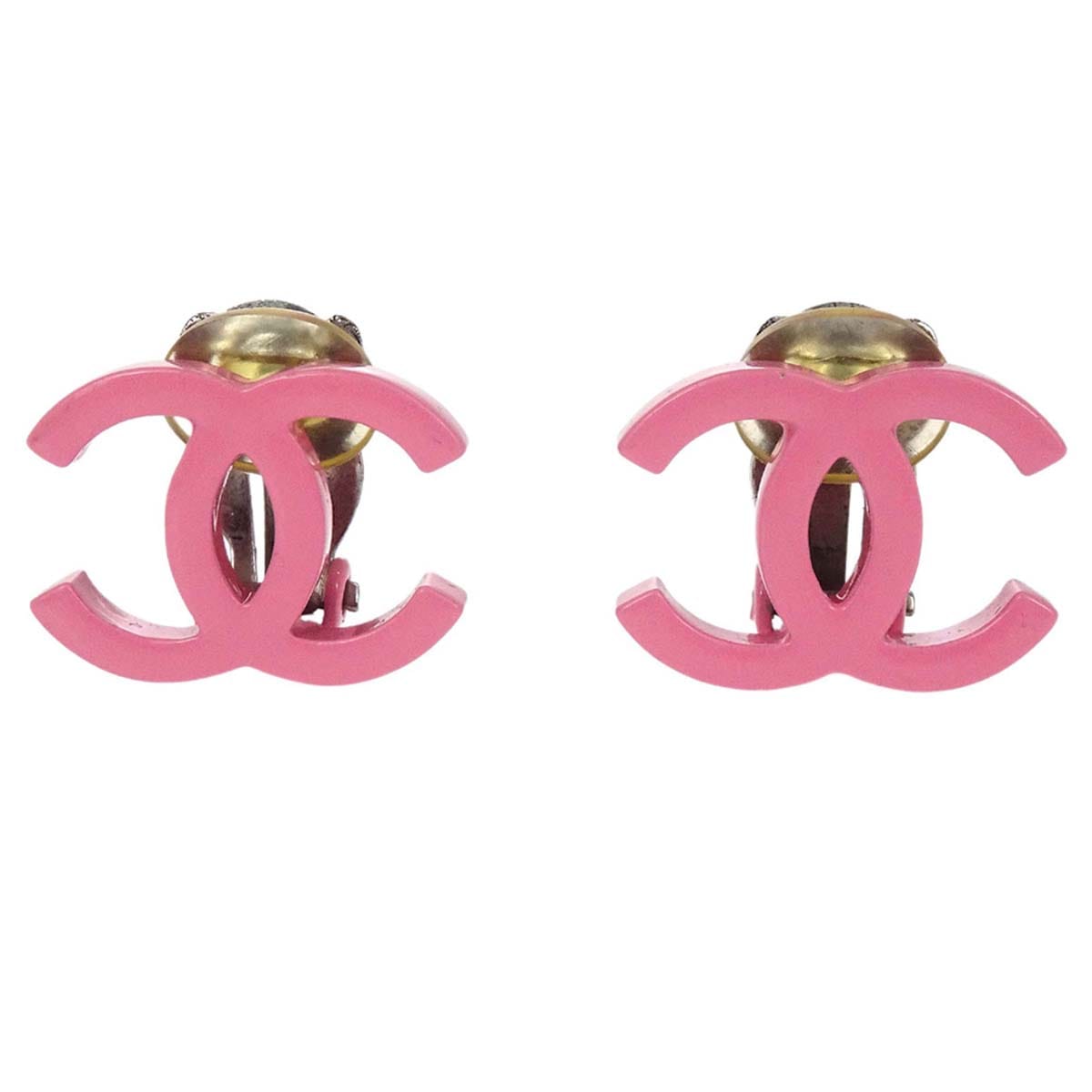 Chanel CC Clip - On Earrings Pink 04C