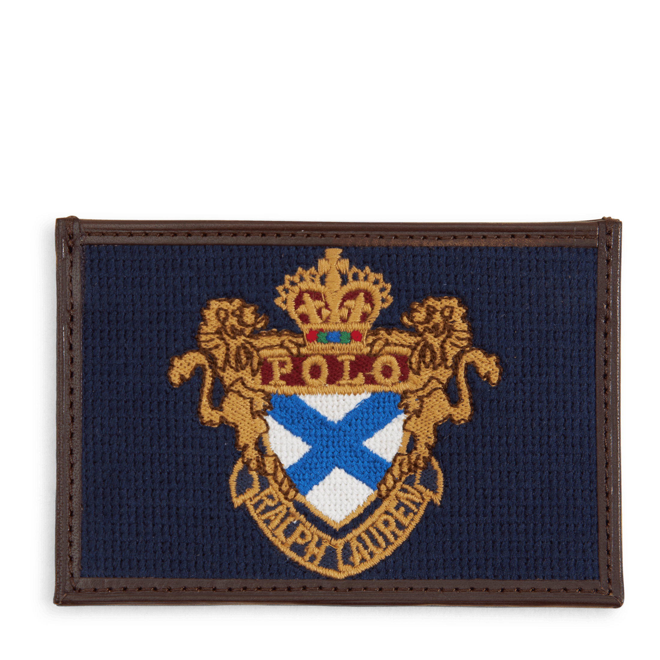 Polo Ralph Lauren Crest Needlepoint Card Case Navy