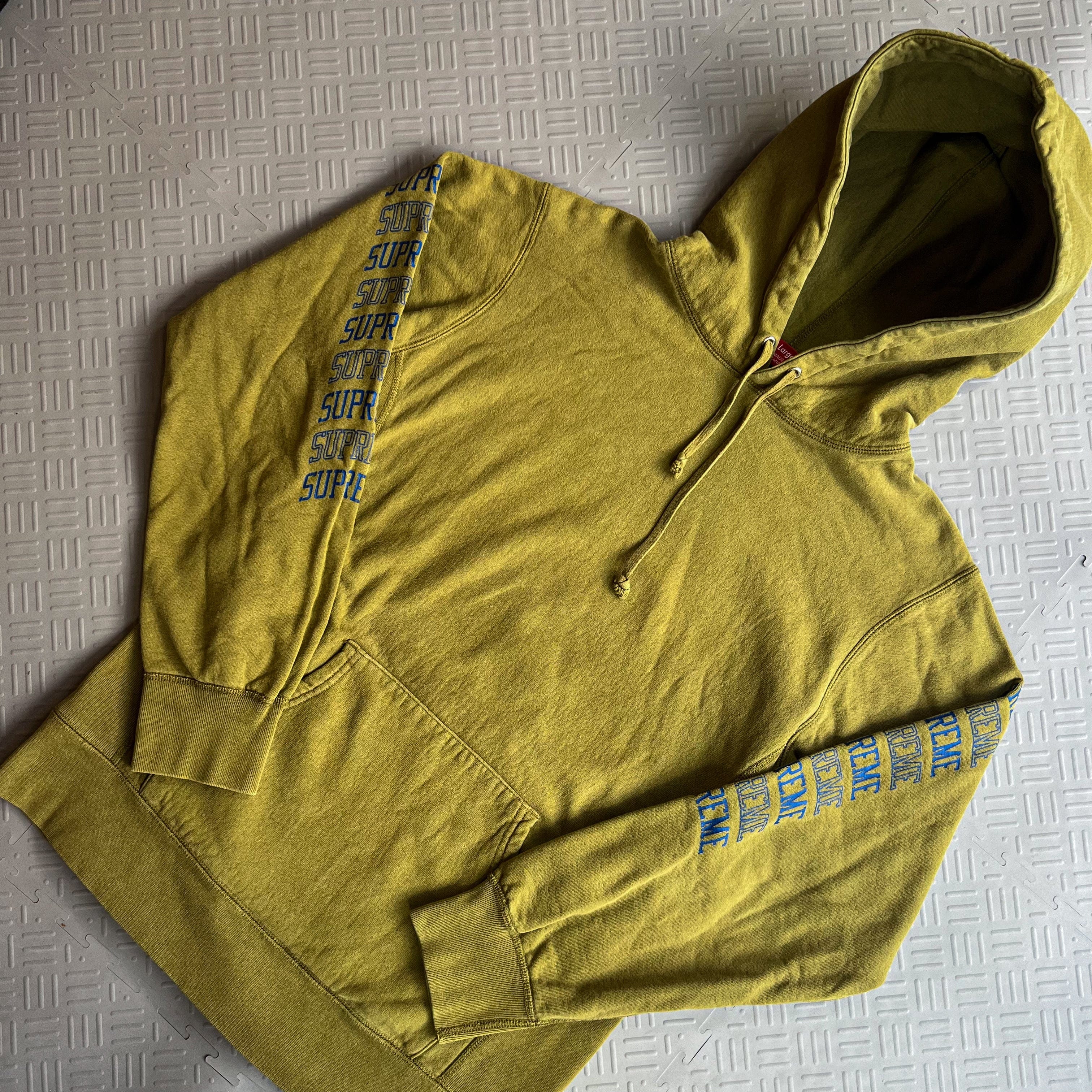 Supreme SS17 Supreme Sleeve Logo Hoodie Green (L)