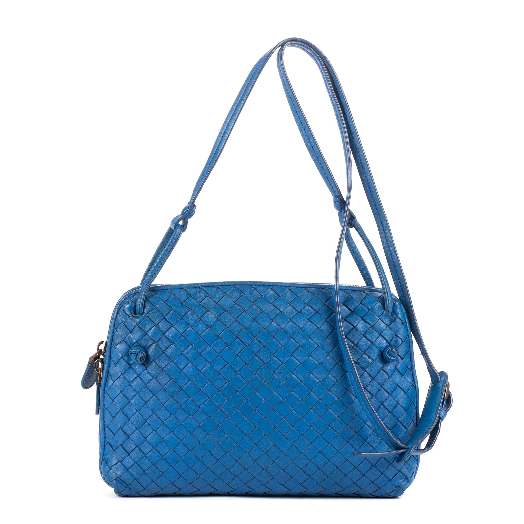 Bottega Veneta Blue Calf Leather Nodini Single Zipper OAG8547