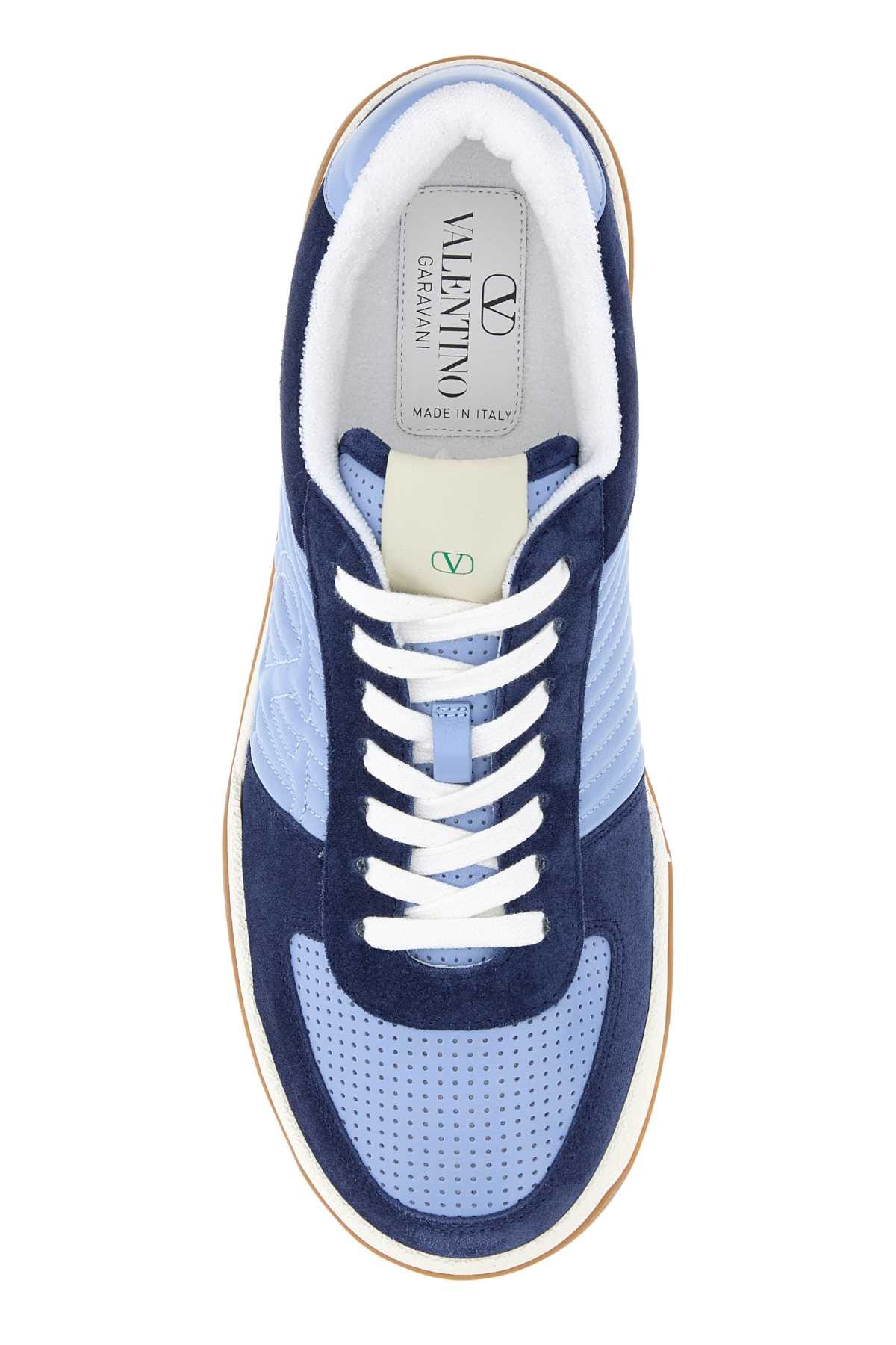 Valentino Garavani Two - Tone Leather Sneaker — Navy