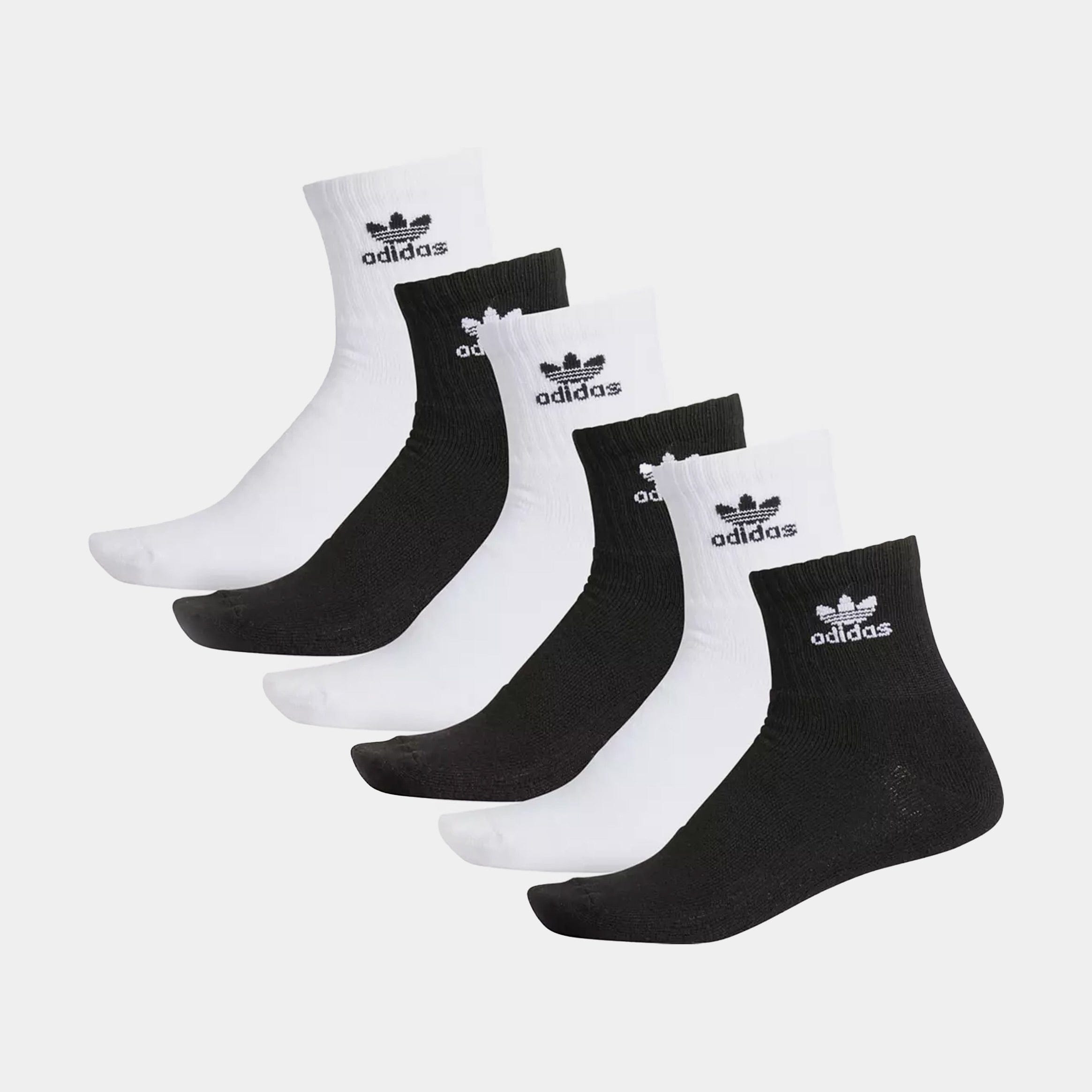 adidas Trefoil 6 Pack Quarter Mens Socks (Black/White)