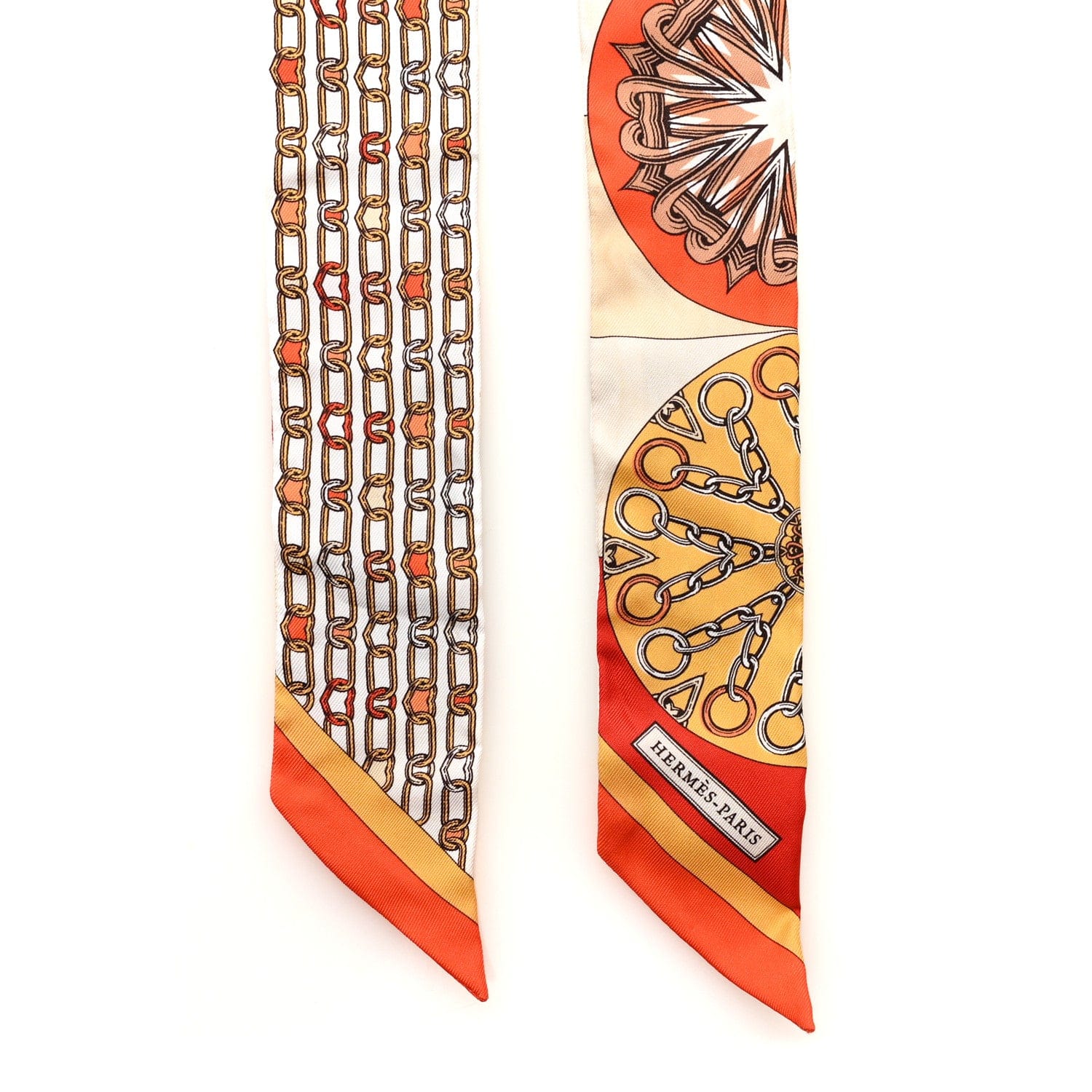 Hermes Silk Effet Kaleidoscope Twilly Orange Blanc Vermillon