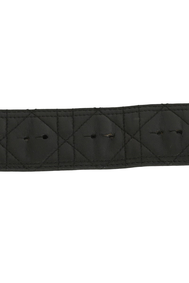 Christian Dior 85 cm/34 Inches Black Leather Quilted Leather Logo Belt