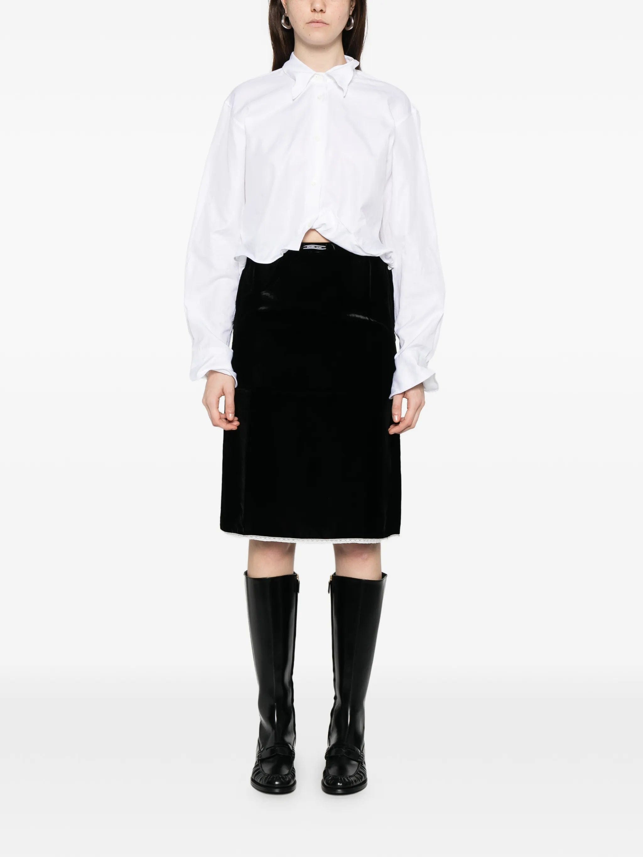 Prada midi velvet skirt