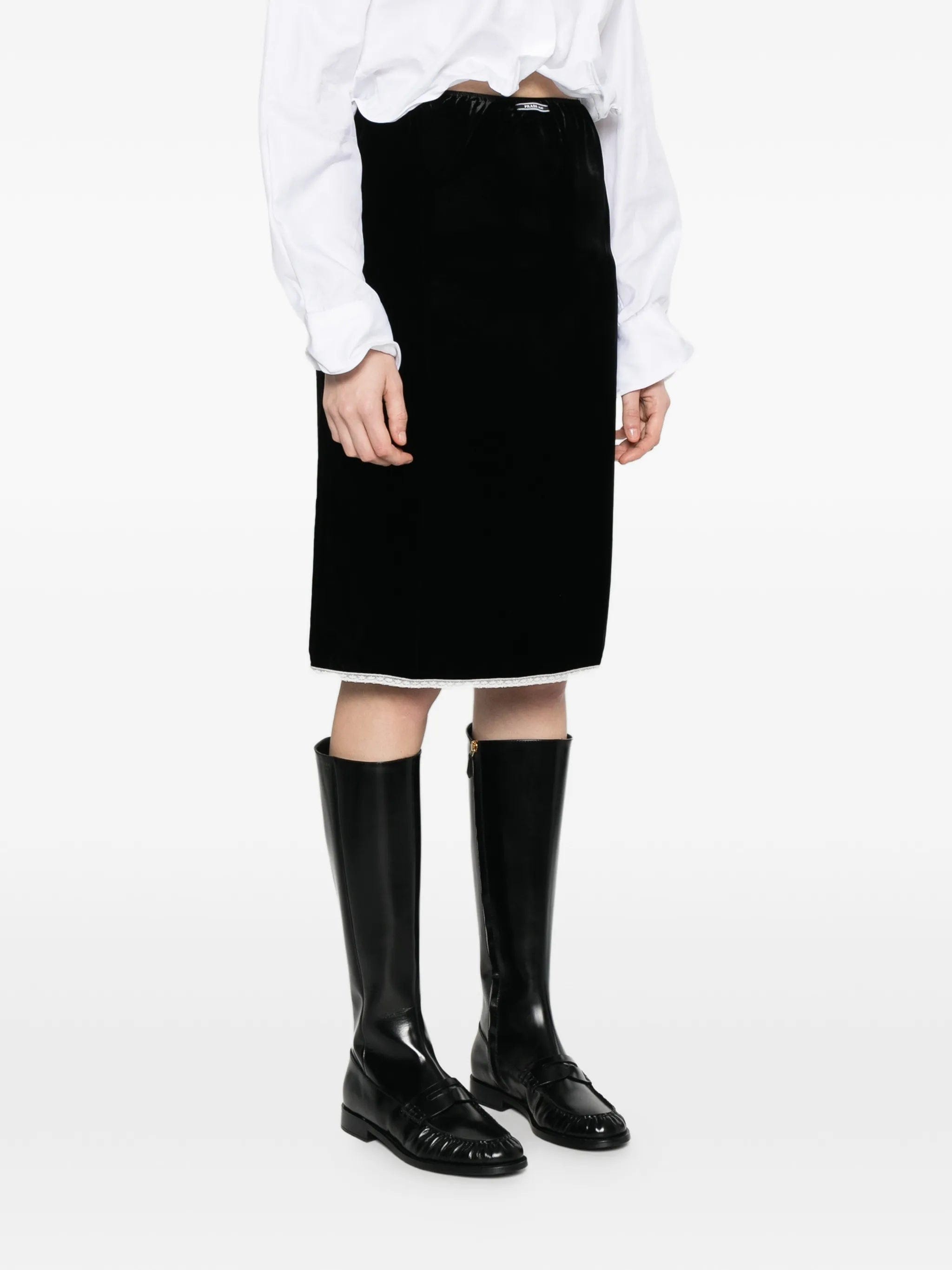 Prada midi velvet skirt