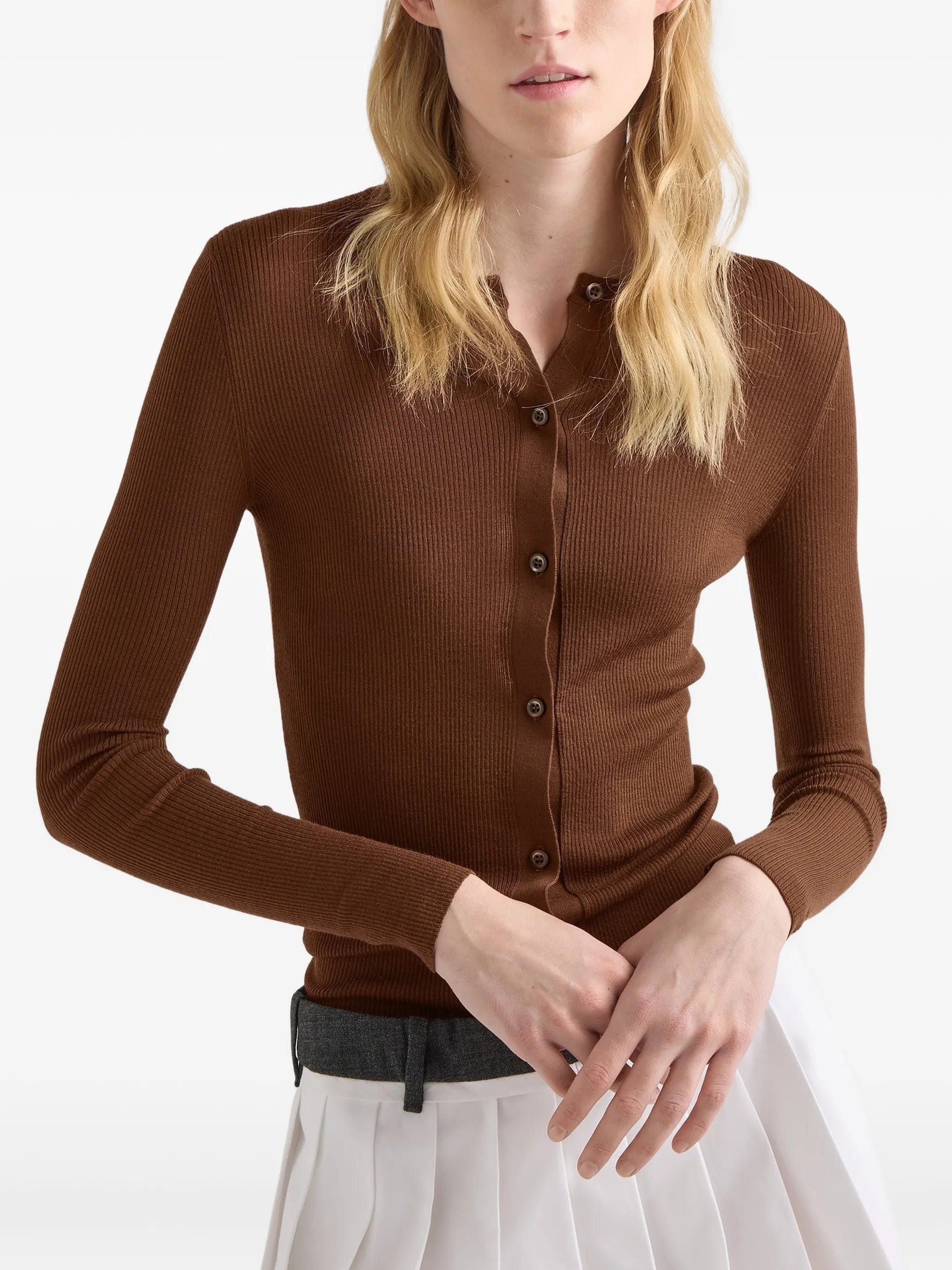 Prada ribbed knit wool cardigan