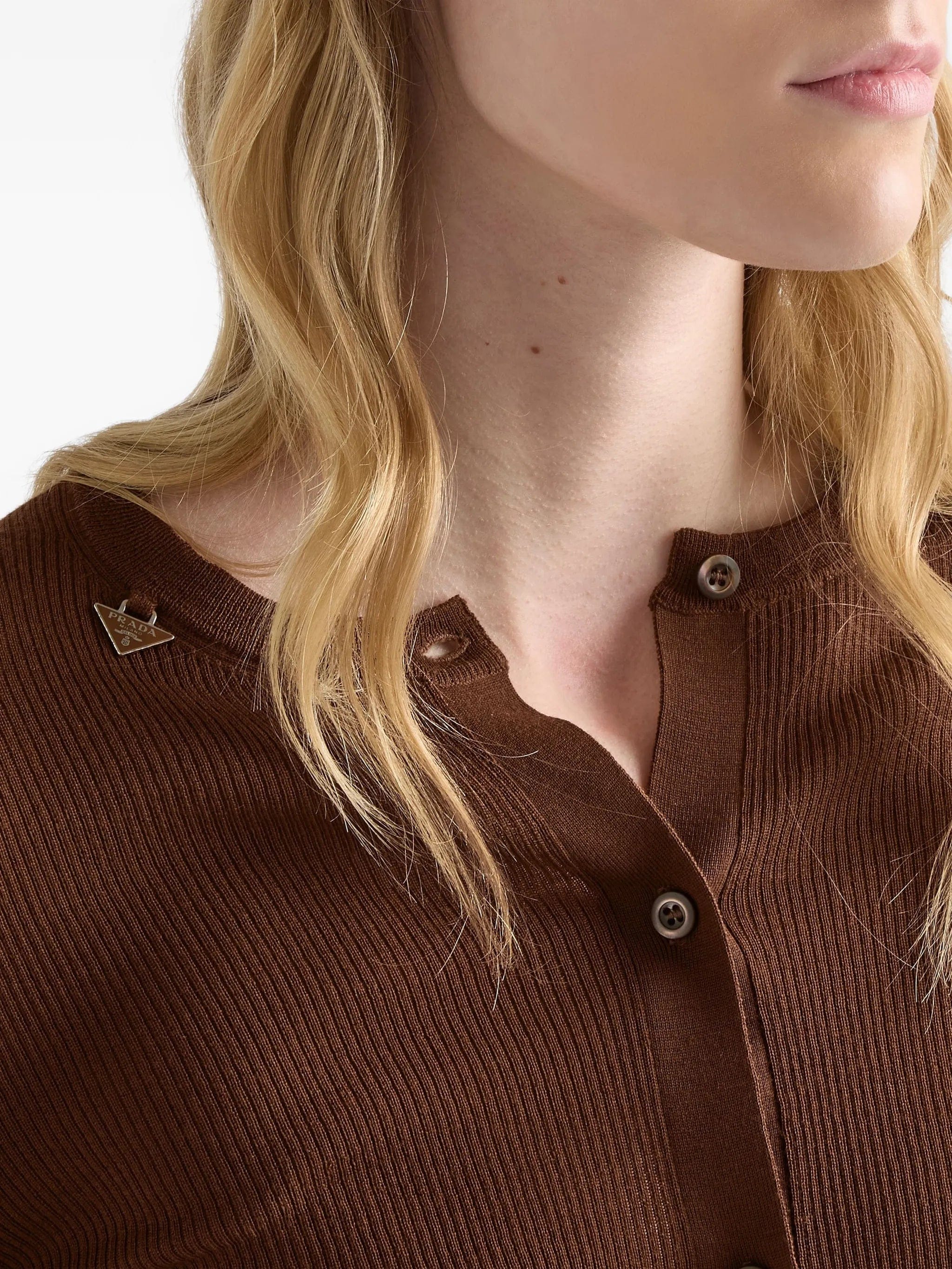 Prada ribbed knit wool cardigan