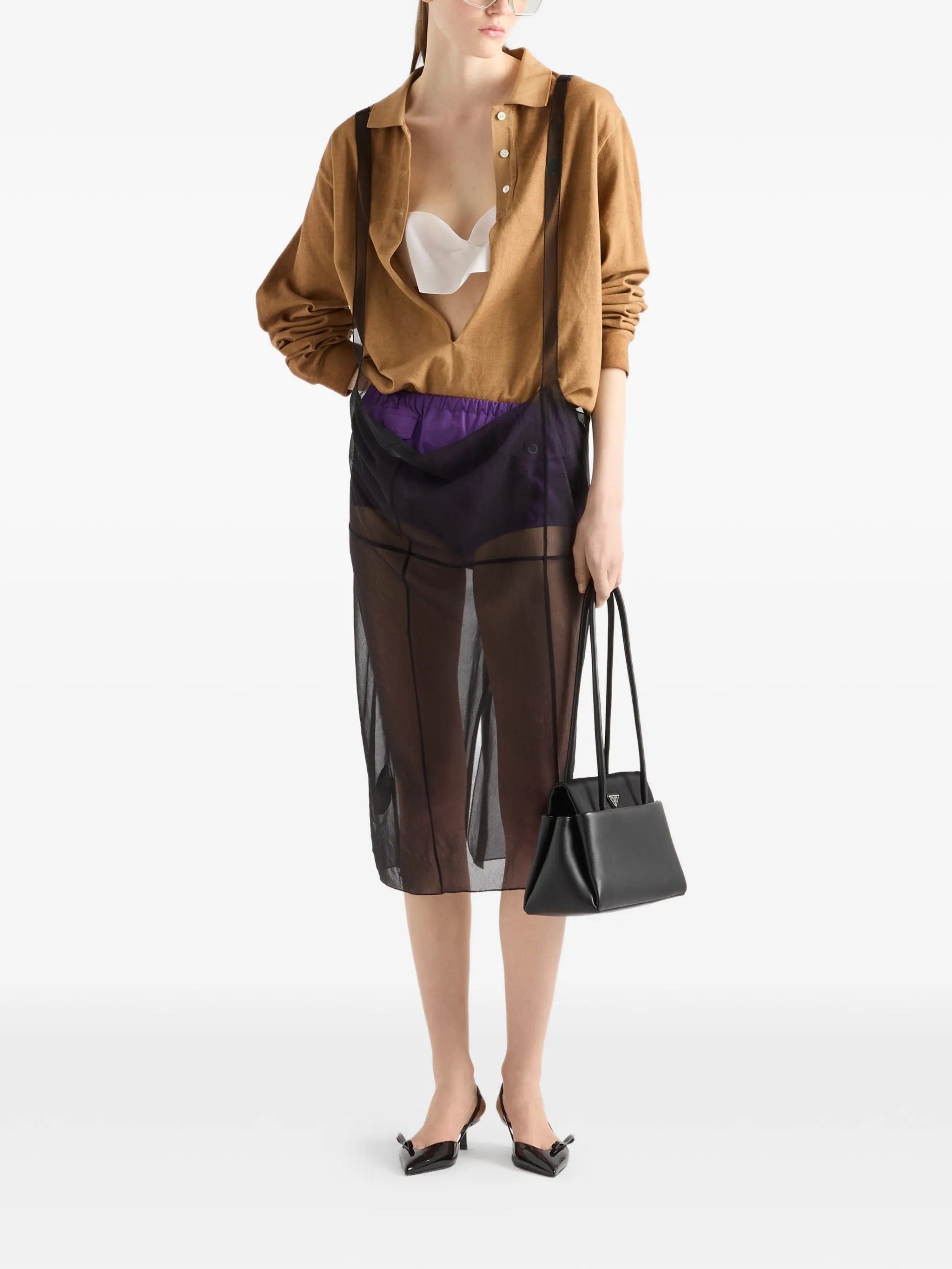 Prada cigaline midi - skirt with suspender straps