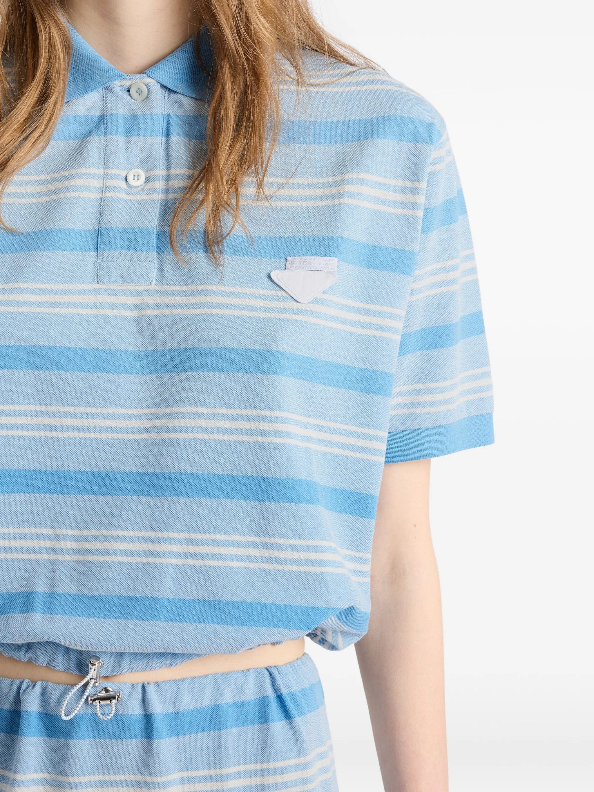 Prada striped print piqué polo shirt