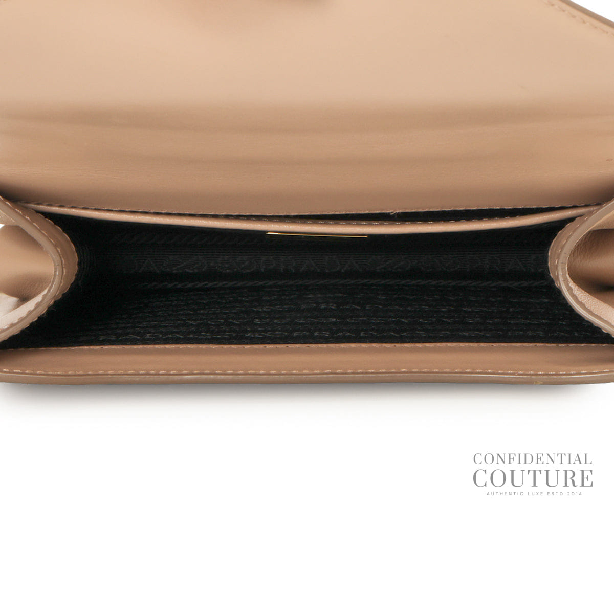 Prada Envelope Flap Saffiano Beige Leather Chain Shoulder