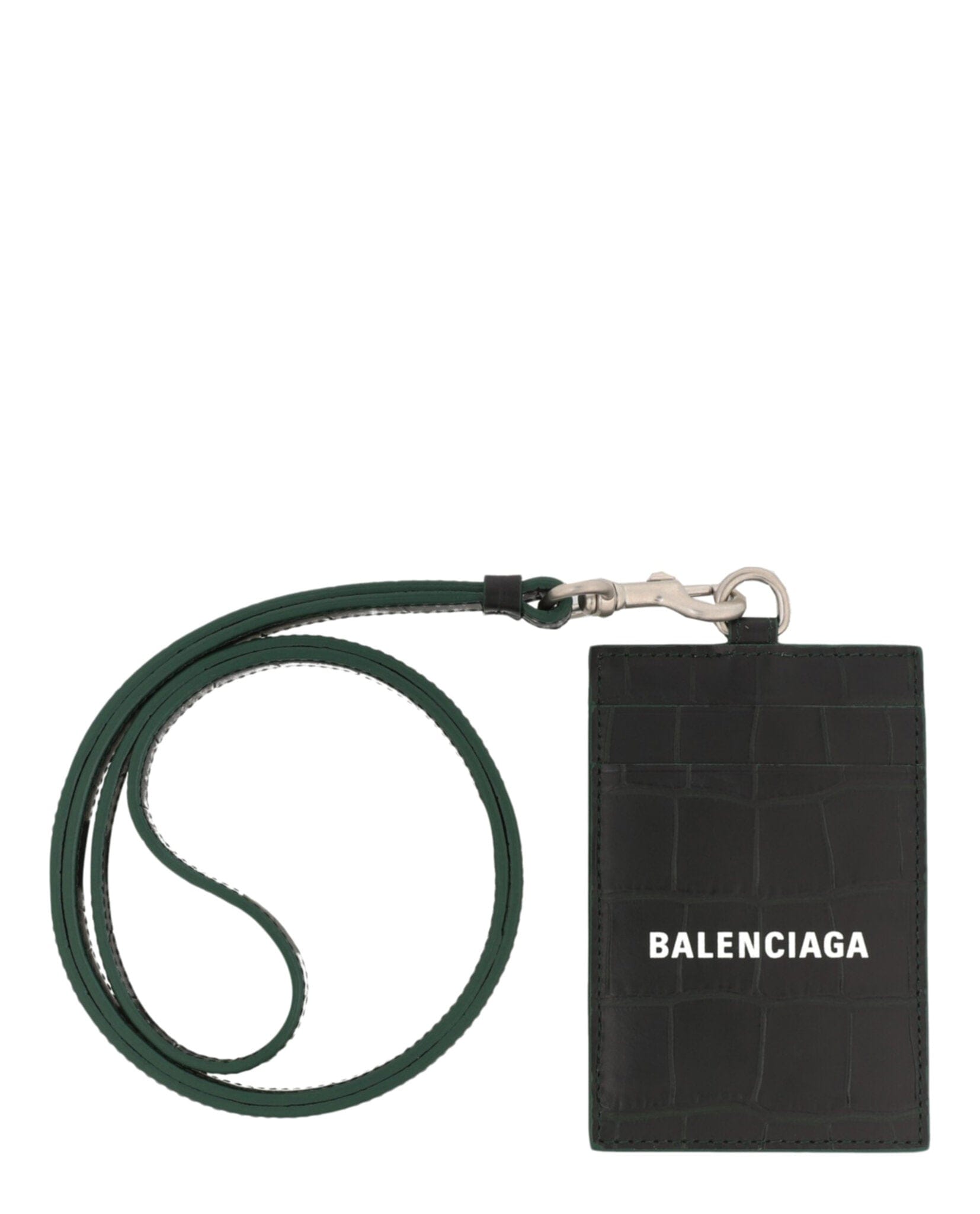 Balenciaga Mens Crocodile Embossed Cash Card And Badge Holder