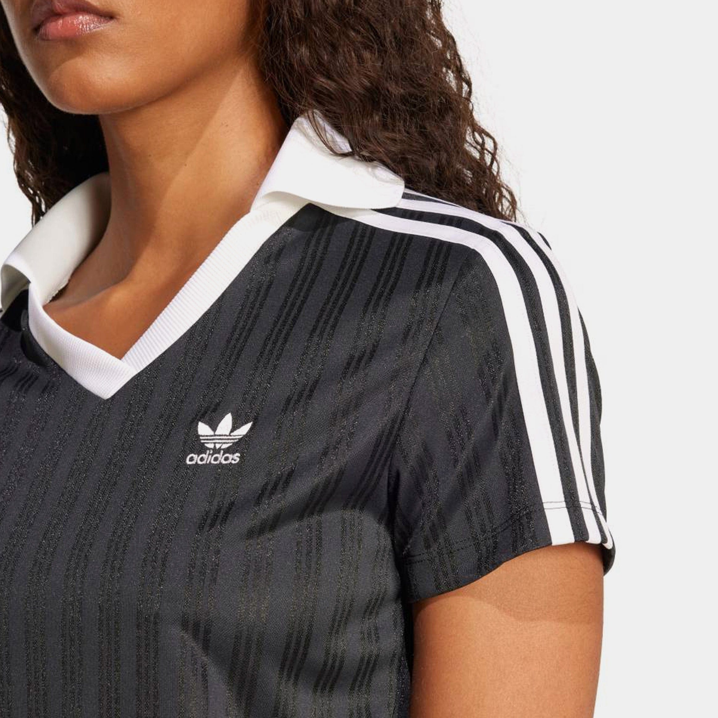 adidas Originals Crop Polo Womens Short Sleeve Shirt (Black/White)