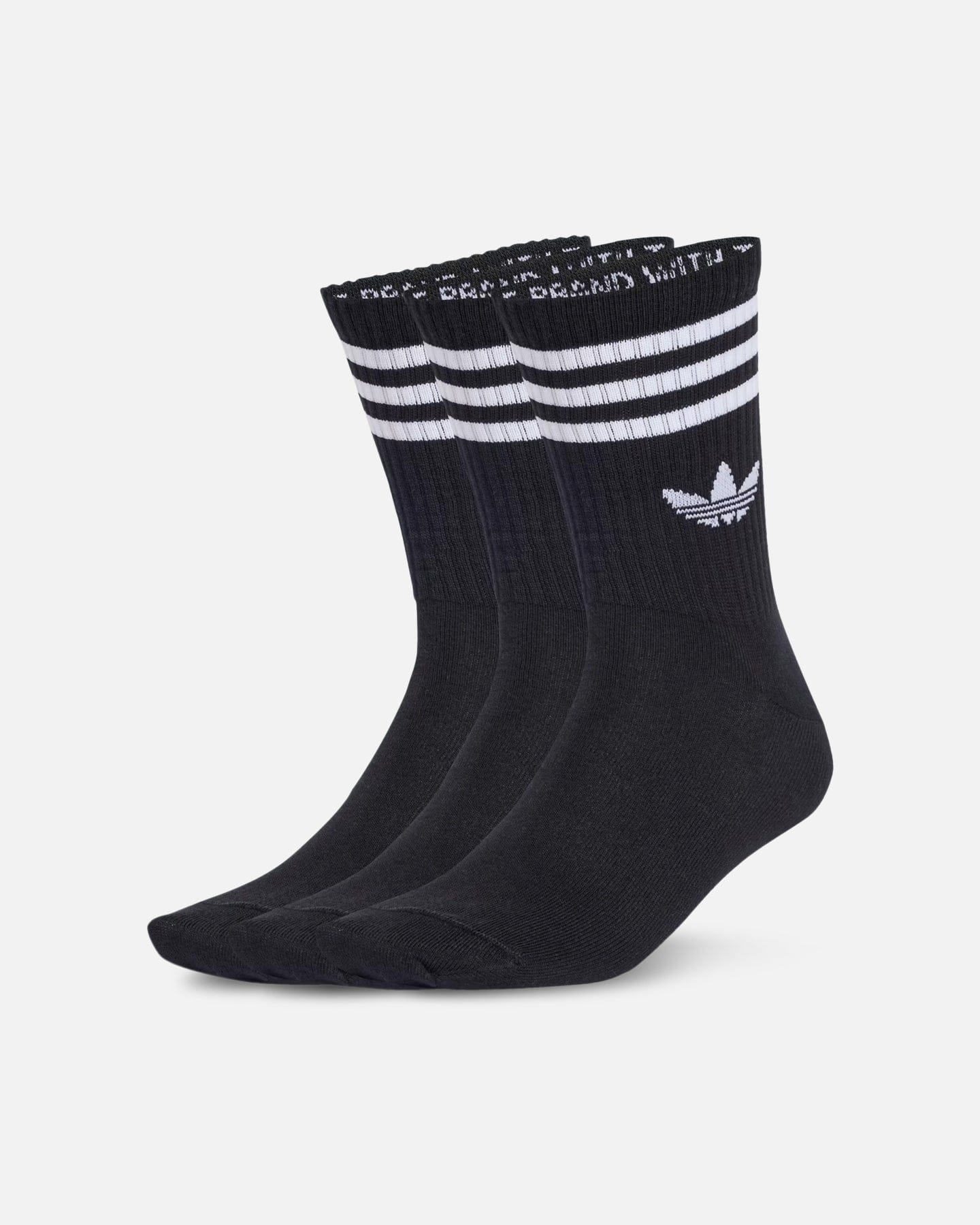 adidas 3 - Stripes Crew Socks 3 Pack Black/White